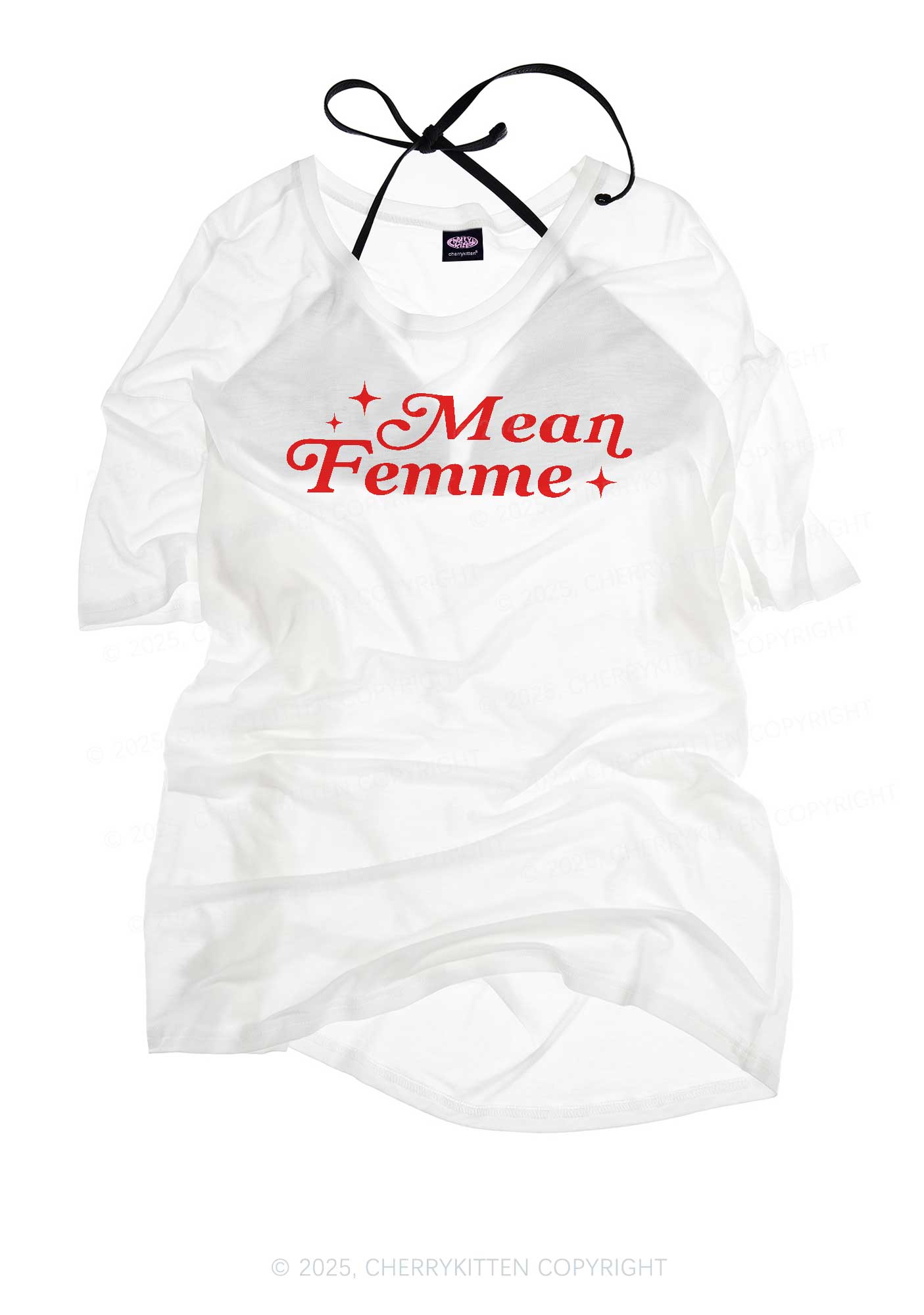 Mean Femme Pride Y2K Sheer Boyfriend Tee Cherrykitten