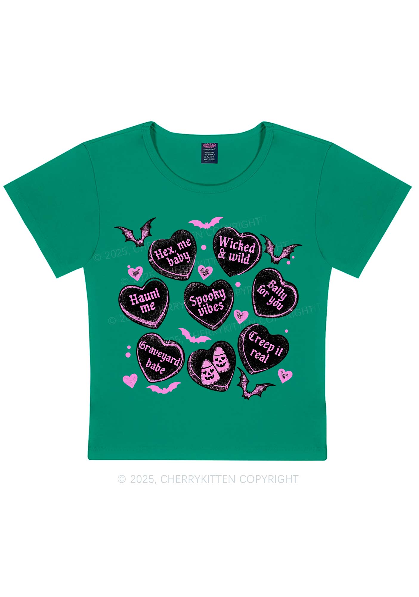 Spooky Candy Heart Valentine's Day Y2K Baby Tee Cherrykitten