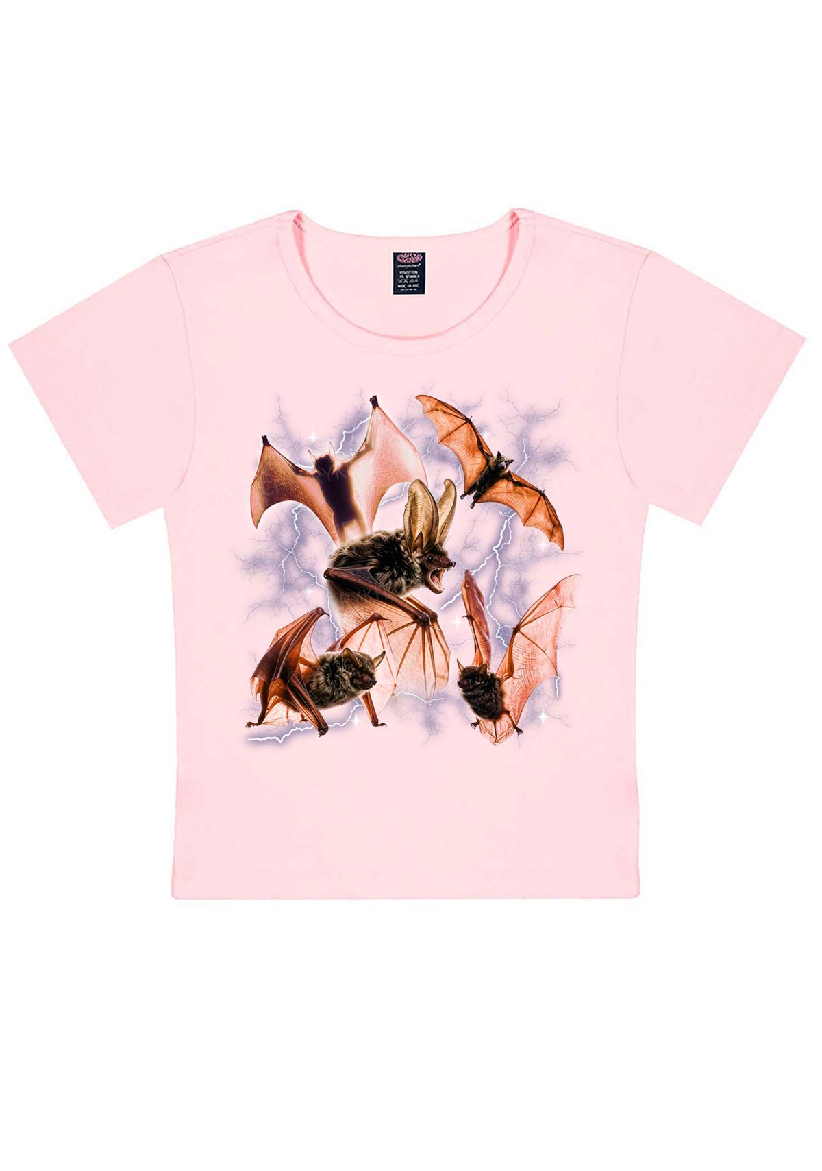 Halloween Bat In Lightning Y2K Baby Tee Cherrykitten