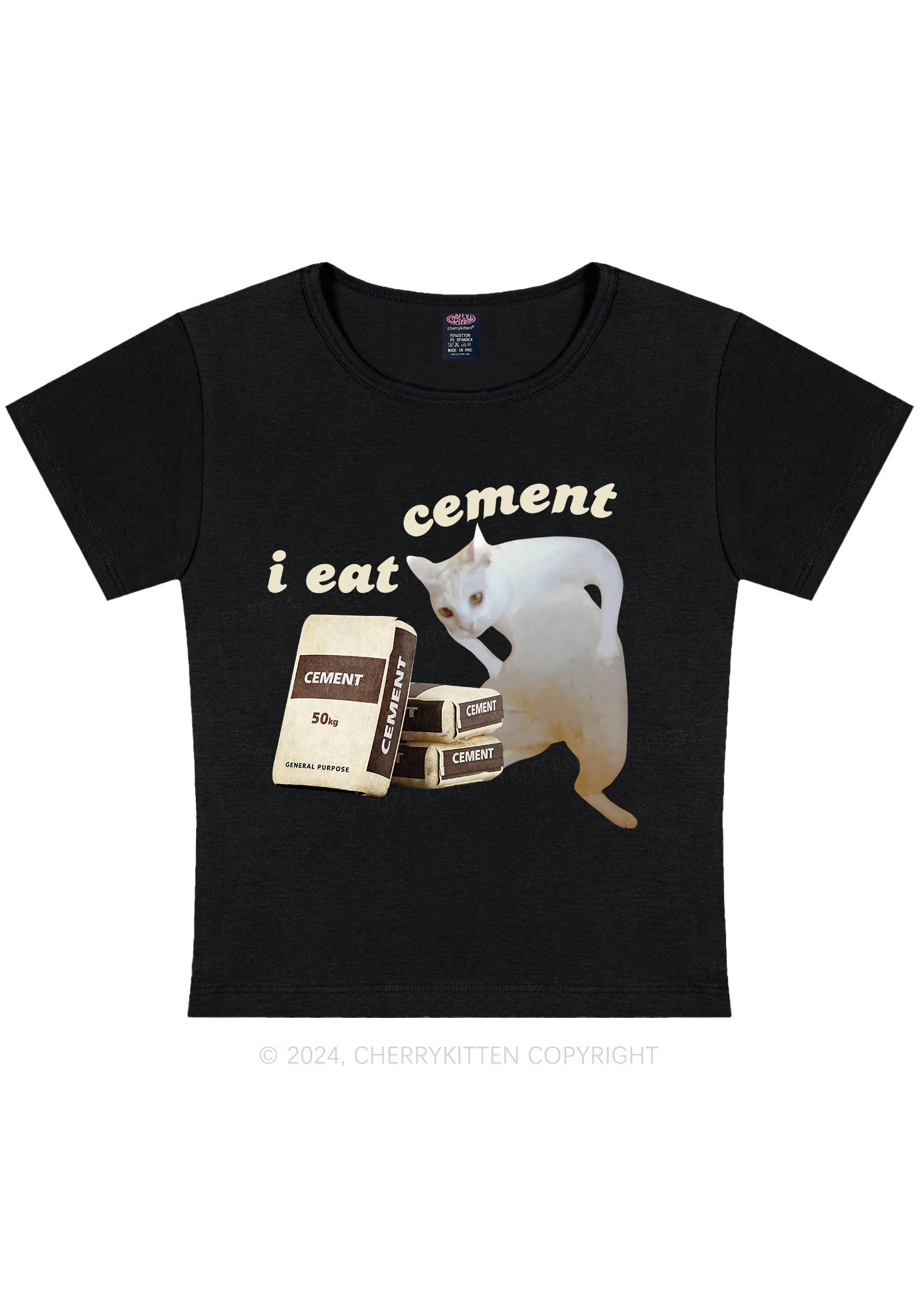 I Eat Cement Y2K Baby Tee Cherrykitten