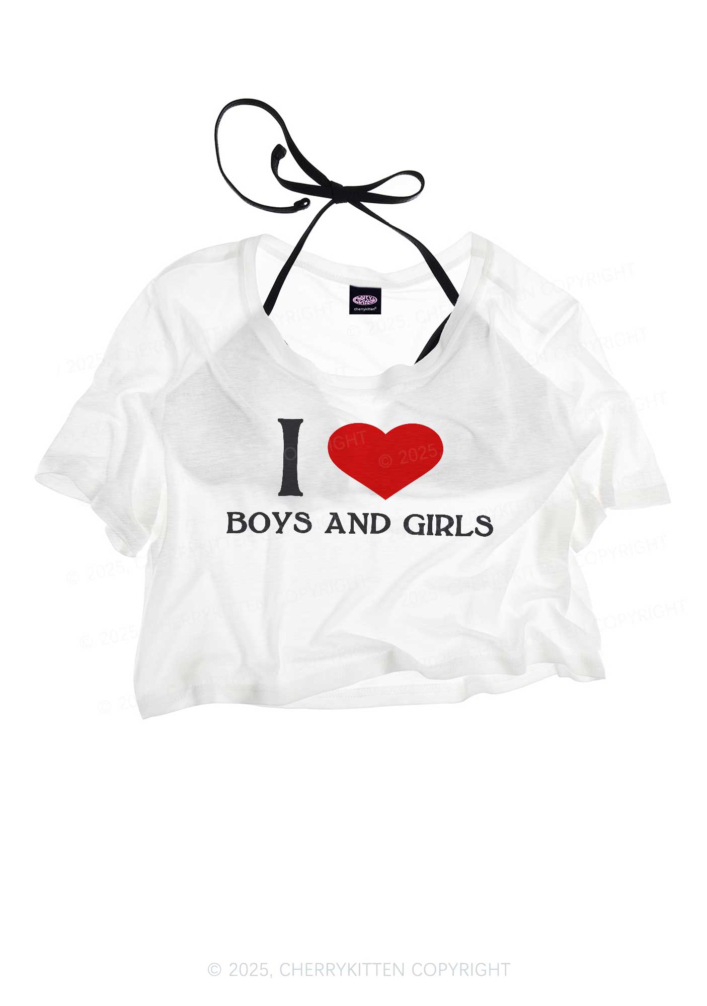 I Love Boys and Girls Pride Y2K Sheer Crop Tee Cherrykitten