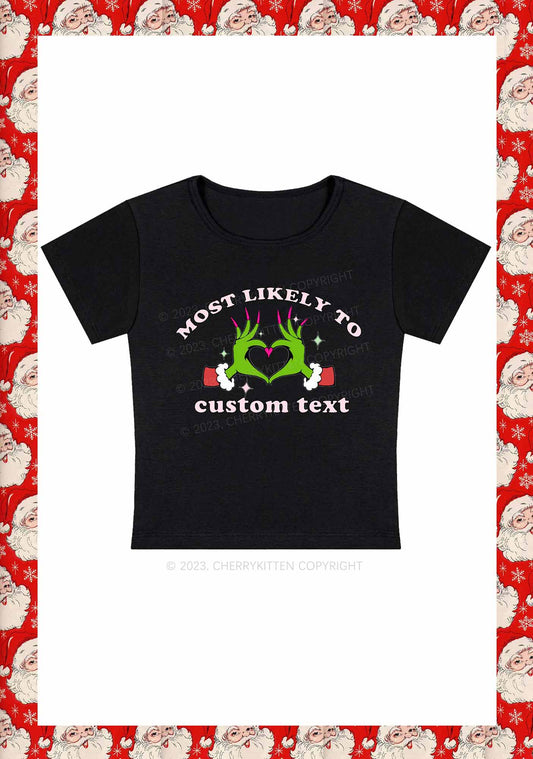 Custom Most Likely Queen Heart Christmas Y2K Baby Tee Cherrykitten