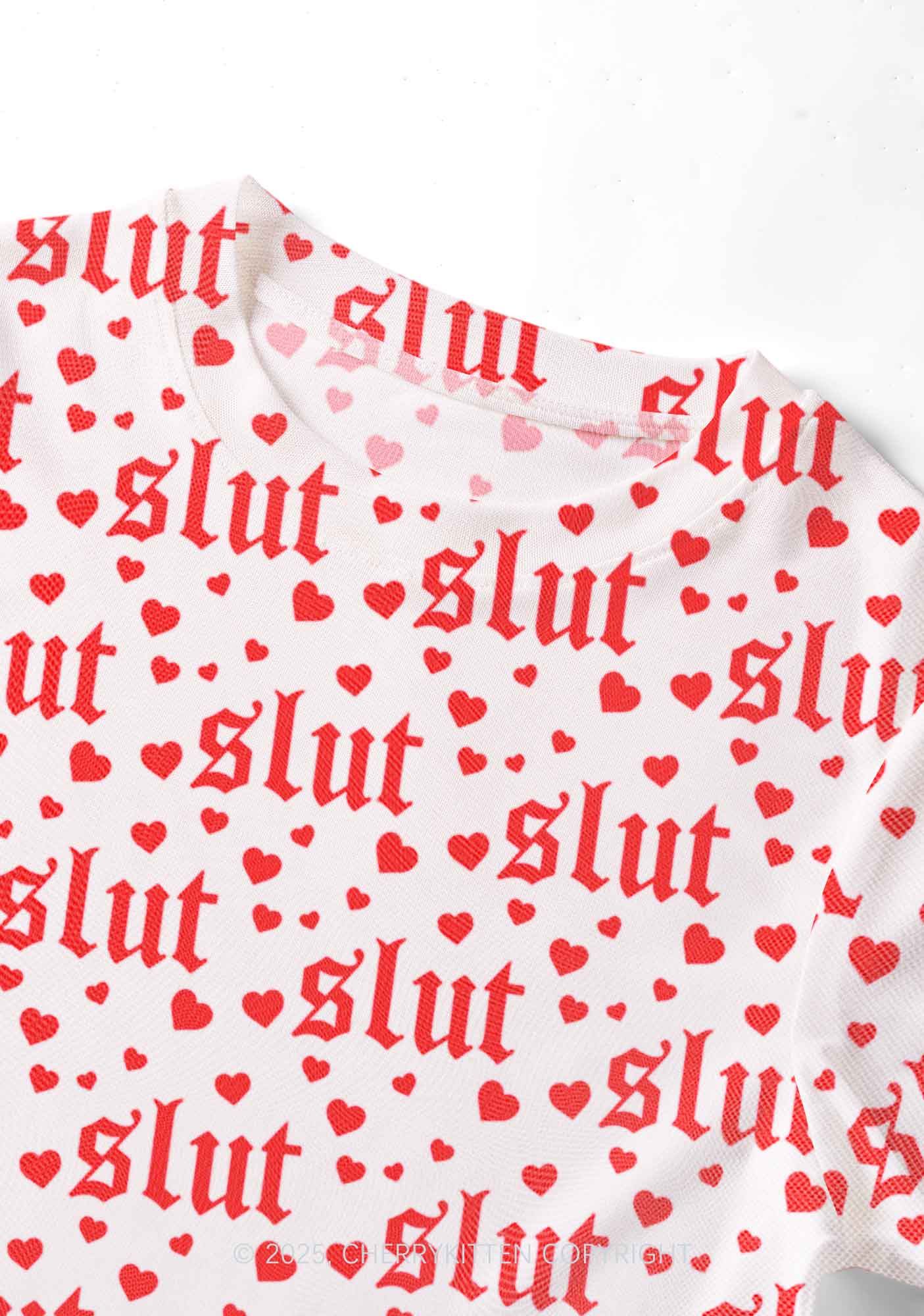 Slxt Red Heart Y2K Mesh Crop Top Cherrykitten