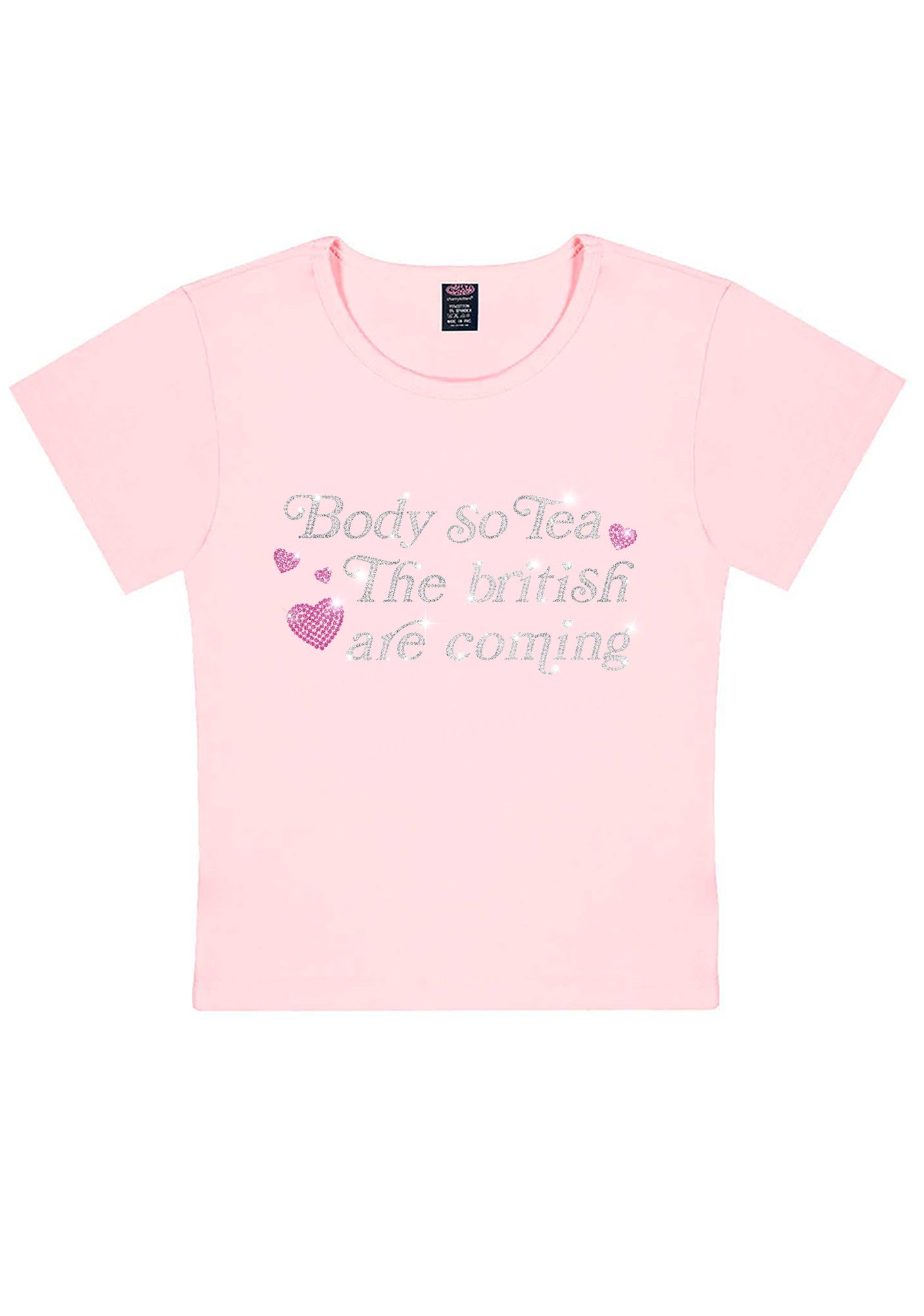 Rhinestone Body So Tea Y2K Baby Tee Cherrykitten