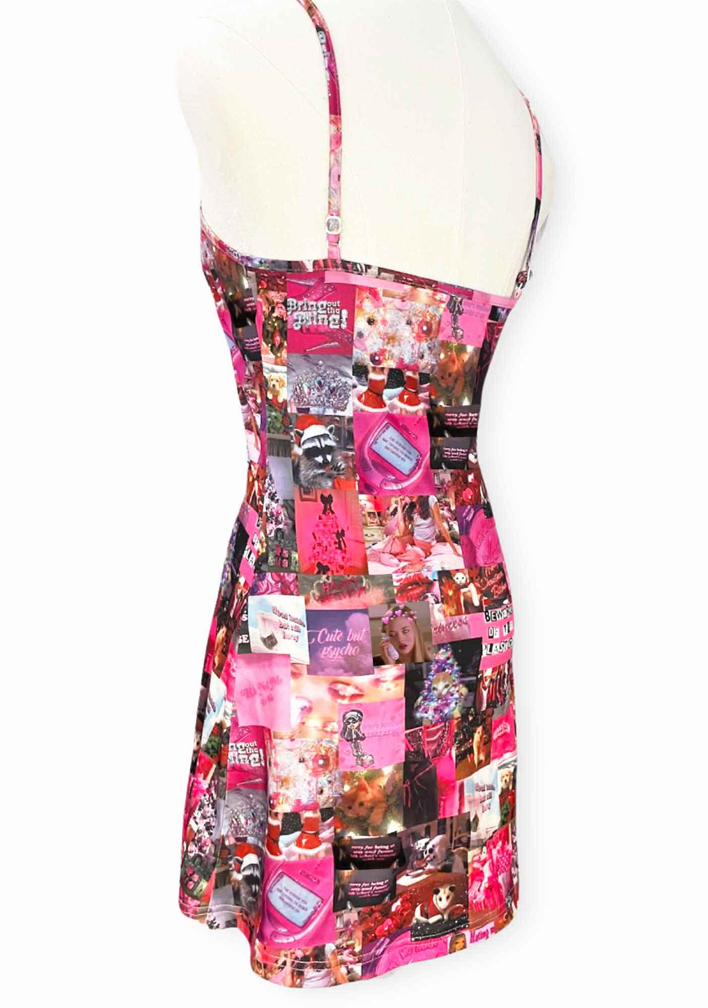 Pink Y2K Collage Pajama Cami Dress