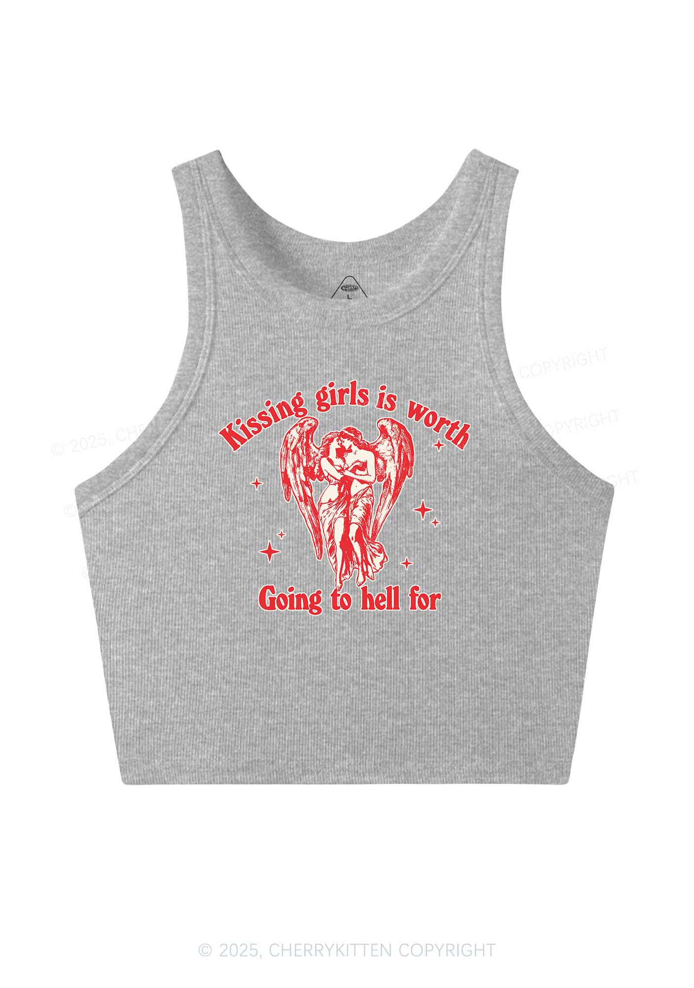 Kissing Girls To Hell Pride Y2K Crop Tank Top Cherrykitten