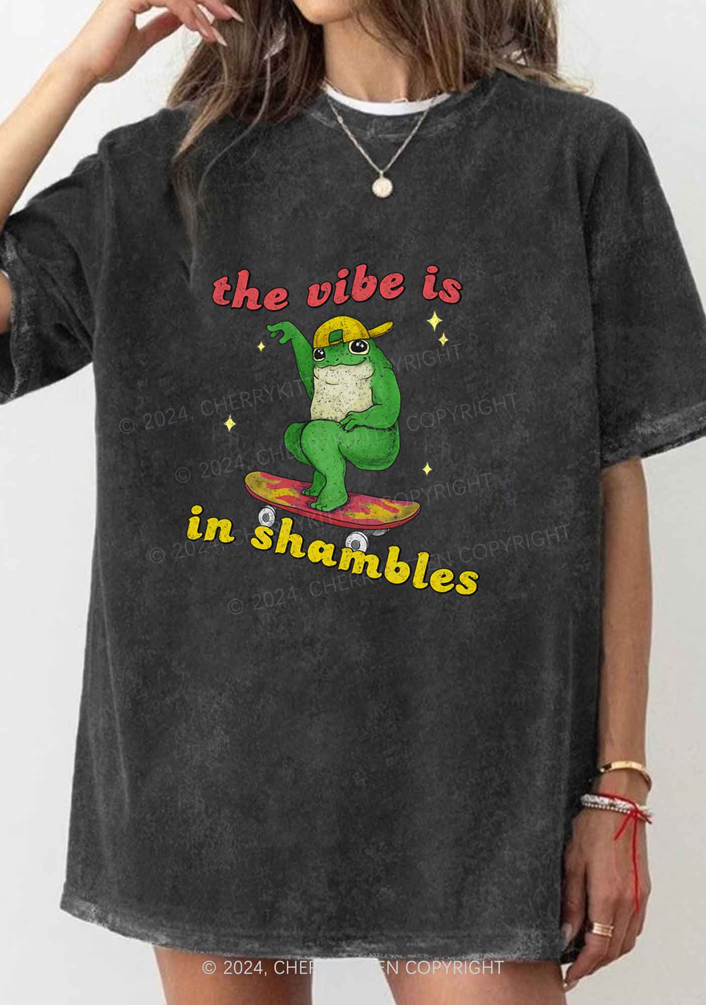 Shambles Vibe Y2K Washed Tee Cherrykitten