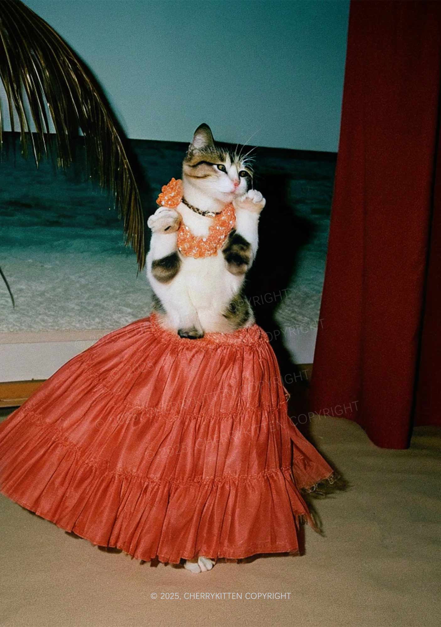 Dancing Cat Y2K Mesh Crop Top Cherrykitten