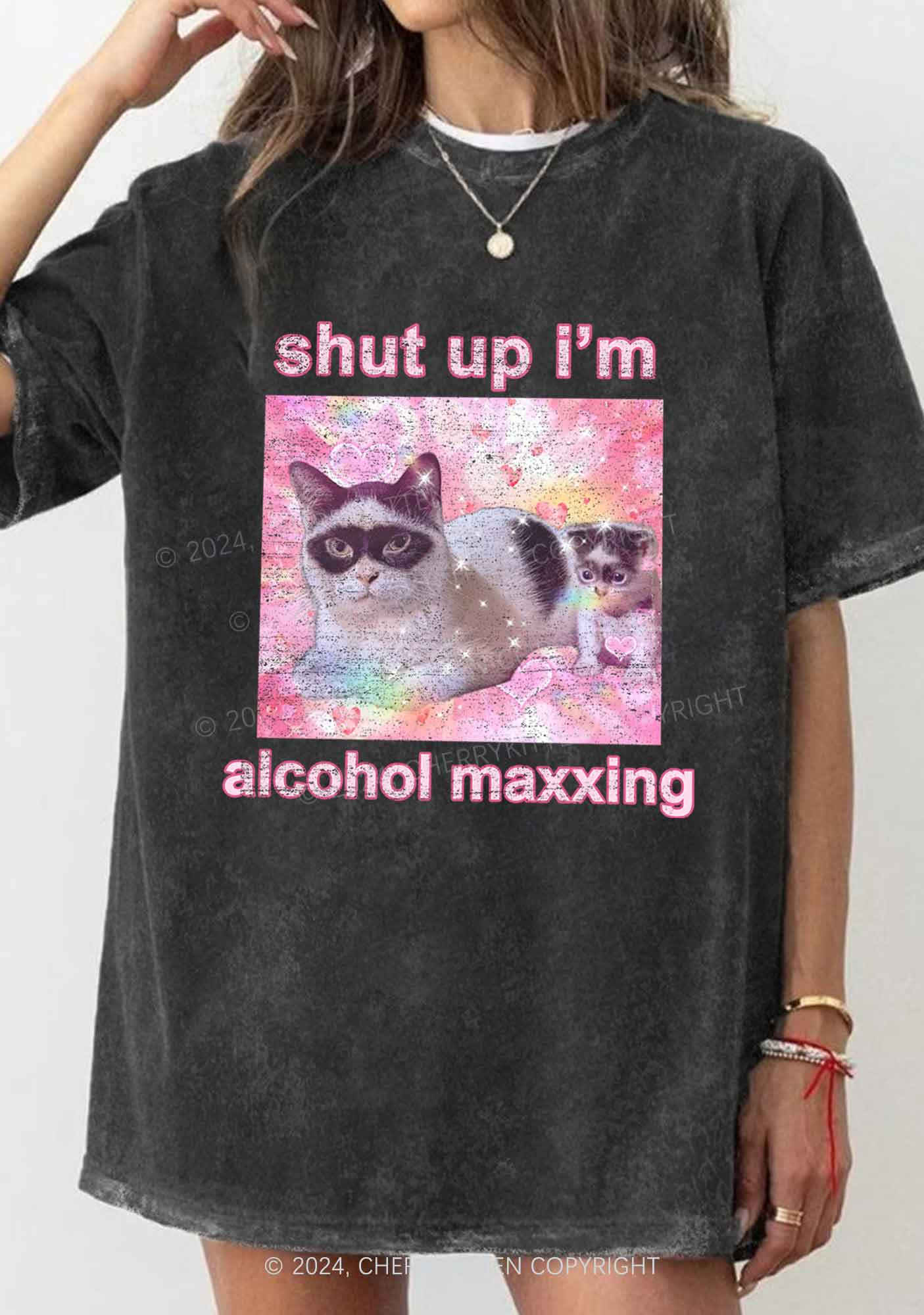 I'm Alcohol Maxxing Y2K Washed Tee Cherrykitten