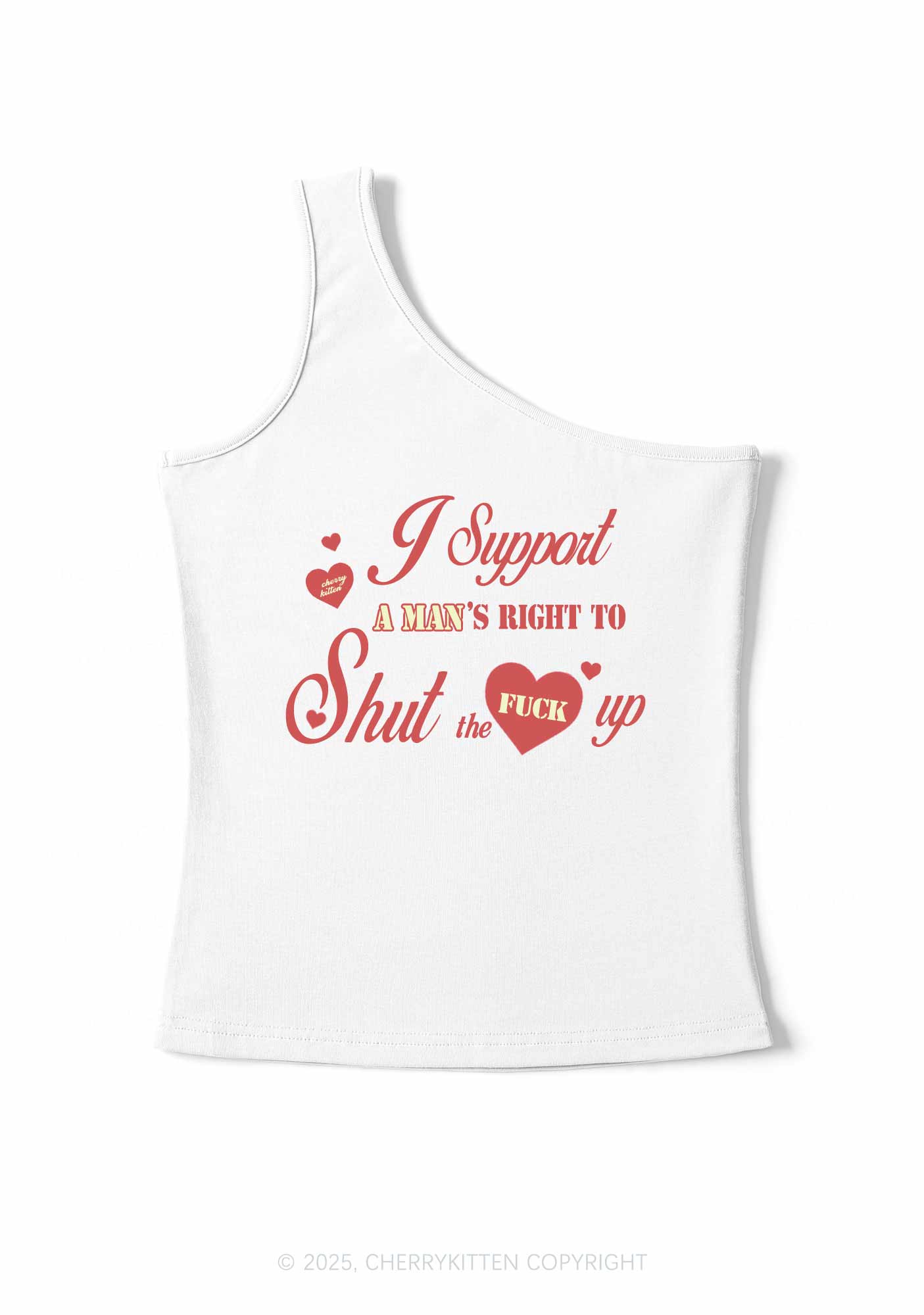 I Support A Mans Right Y2K One Shoulder Tank Top Cherrykitten