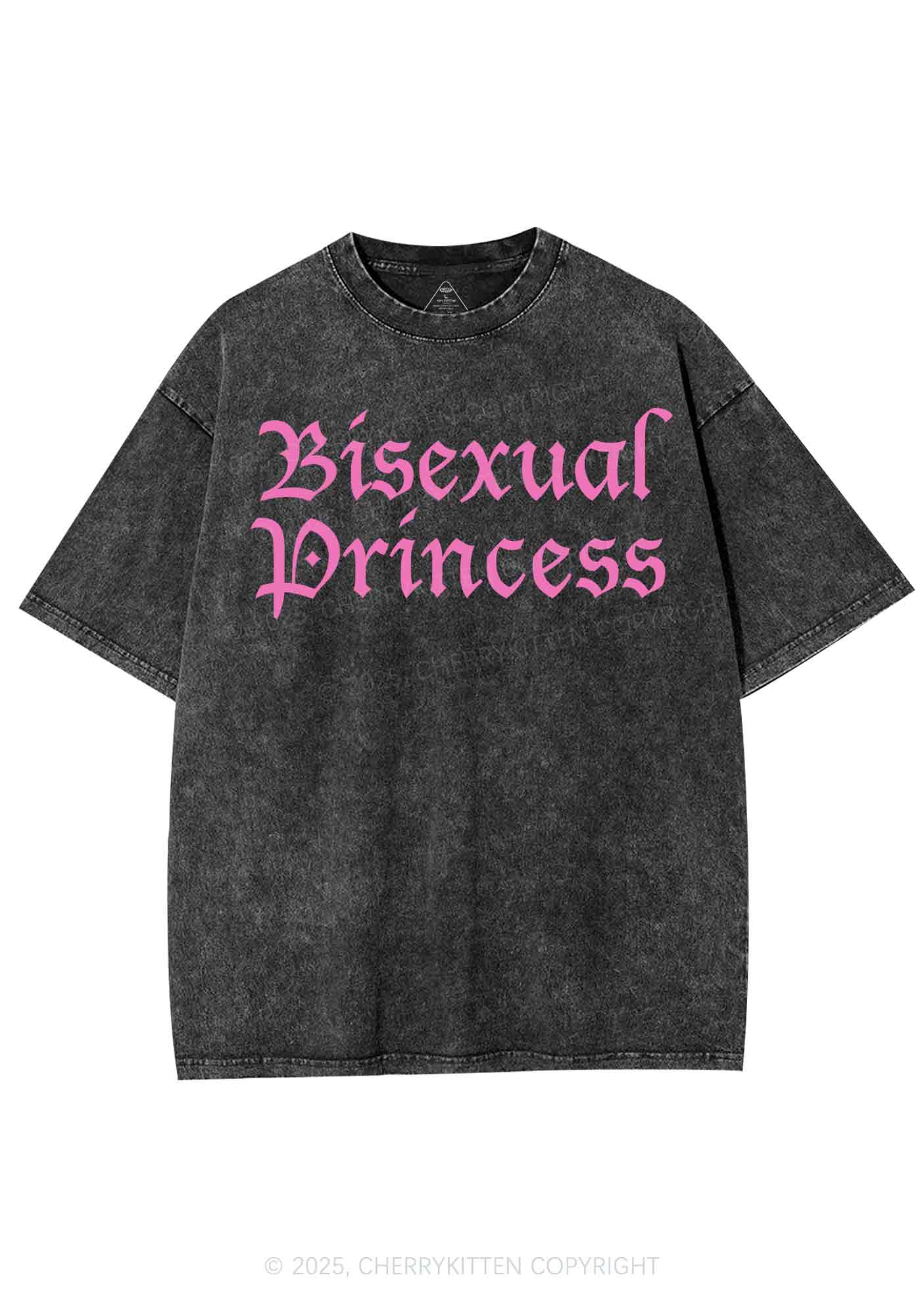 Bisexual Princess Pride Y2K Shirts Washed Tee Cherrykitten