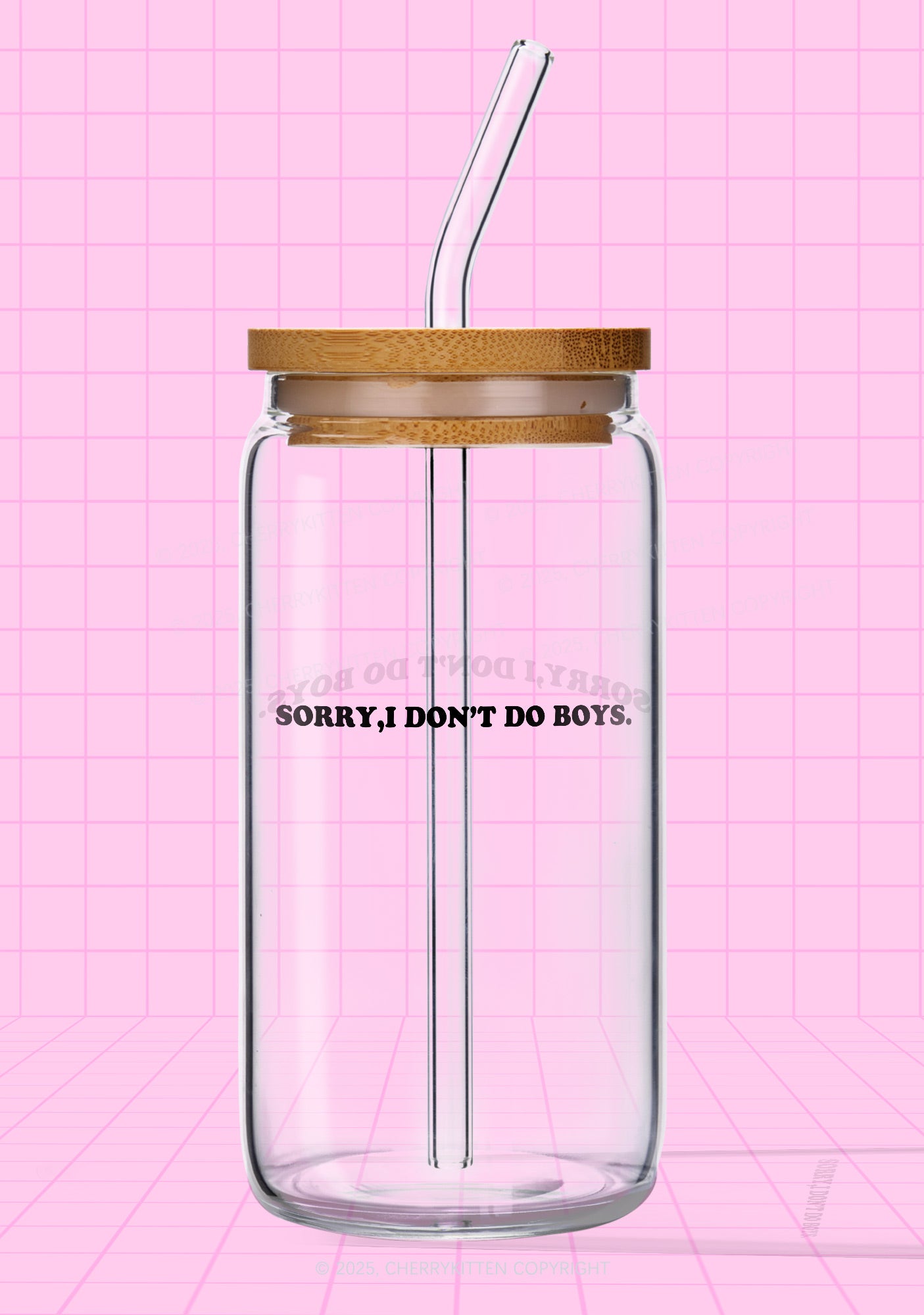 Sorry I Don't Do Boys Pride Y2K Printed Glass Cup Cherrykitten