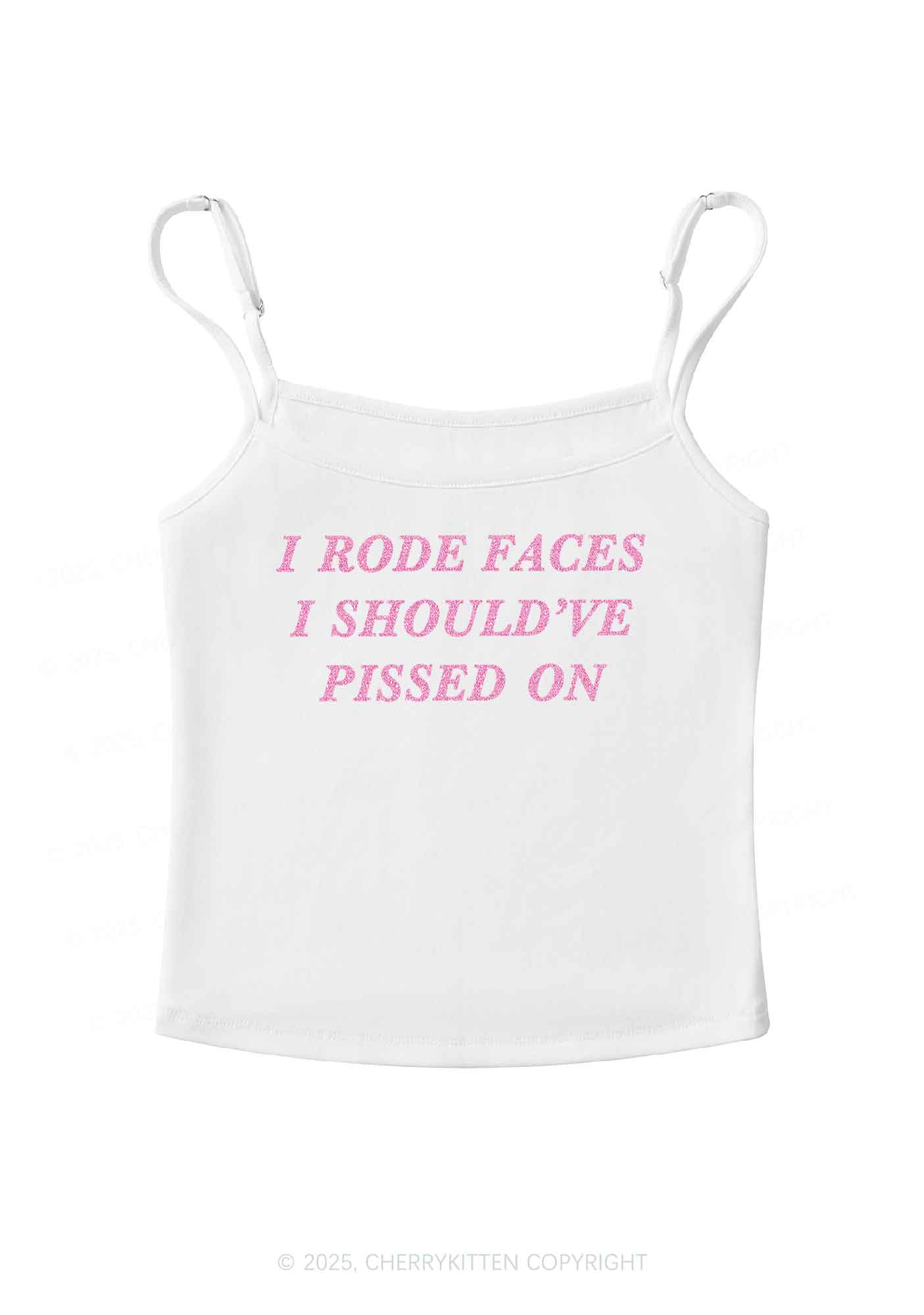 Glitter I Rode Faces Y2K Spaghetti Strap Cami Cherrykitten