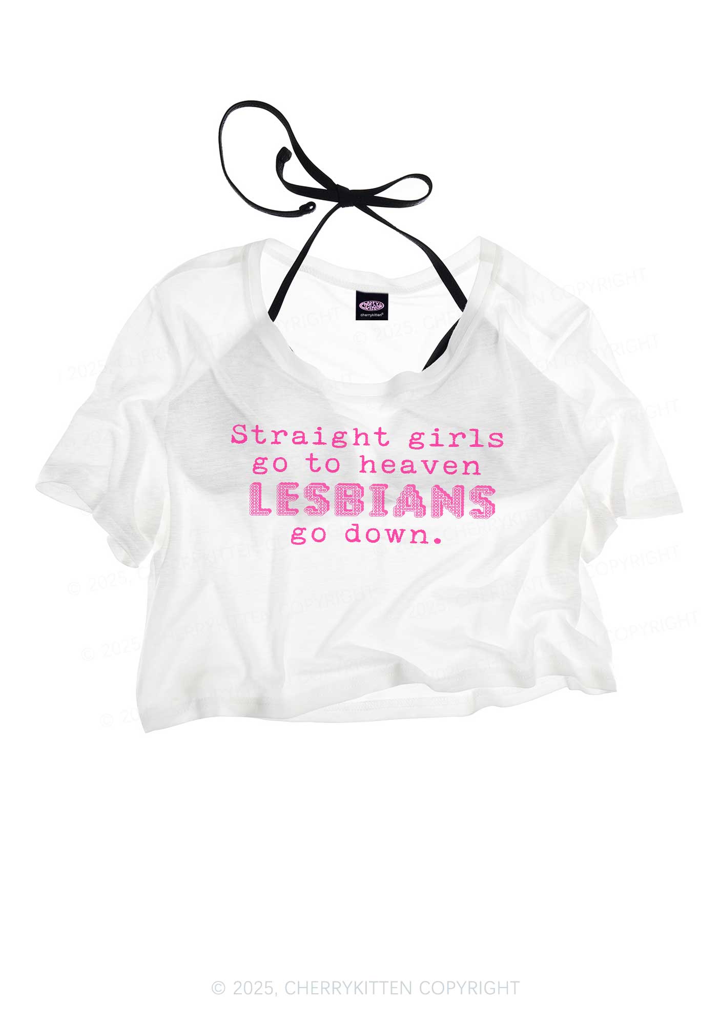 Lesbians Go Down Pride Y2K Sheer Crop Tee Cherrykitten
