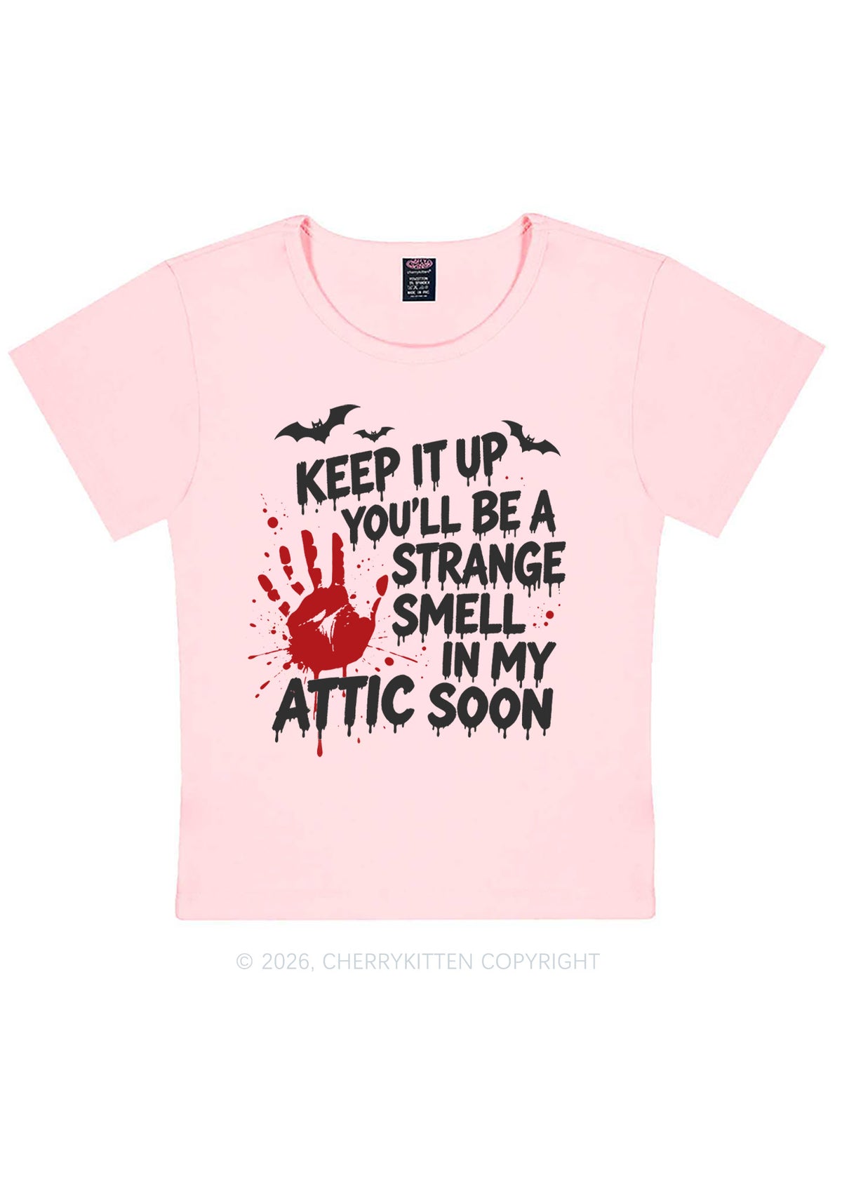 Halloween Strange Smell In My Attic Y2K Baby Tee Cherrykitten
