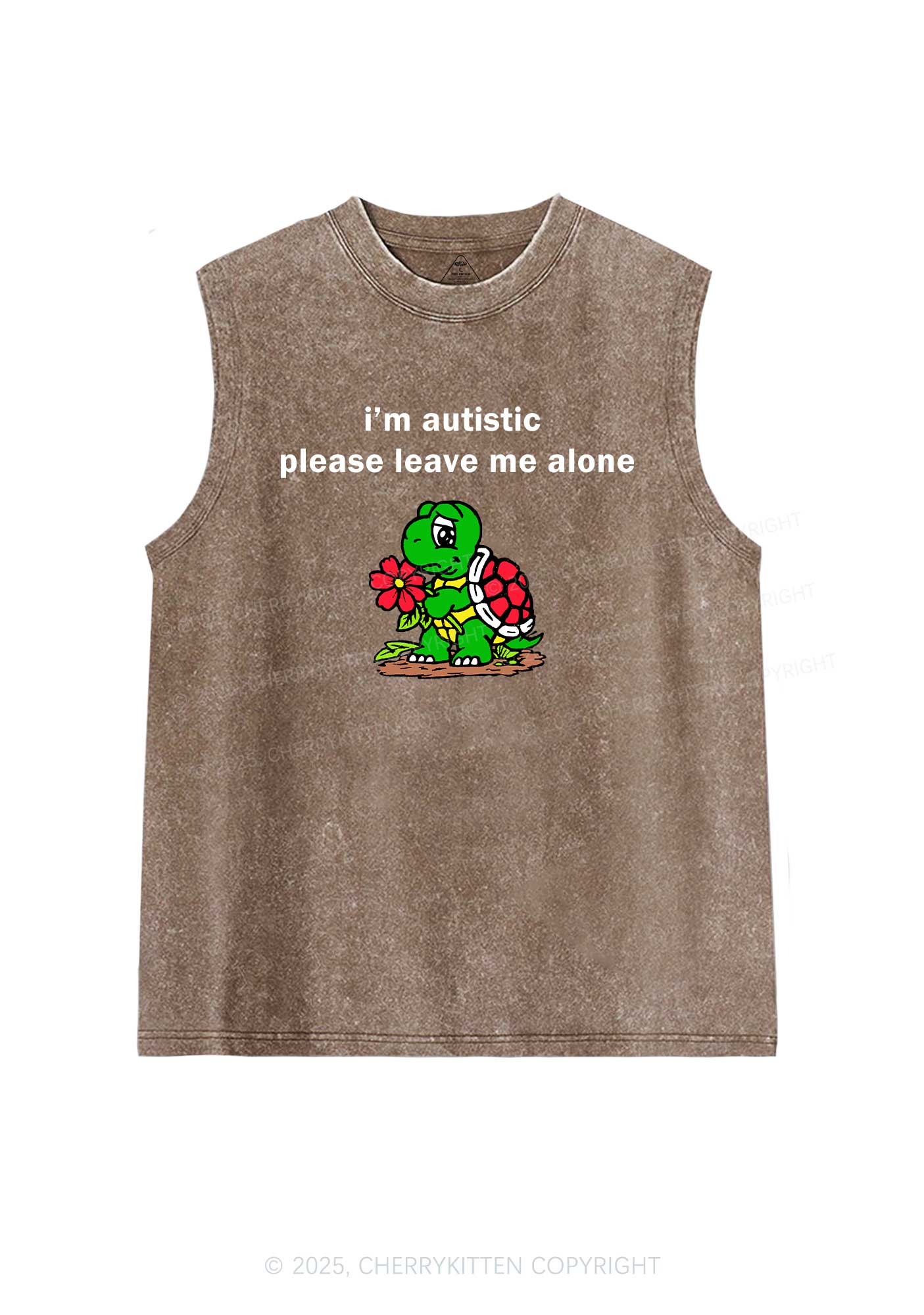Im Autistic Leave Me Alone Y2K Washed Muscle Tank Cherrykitten