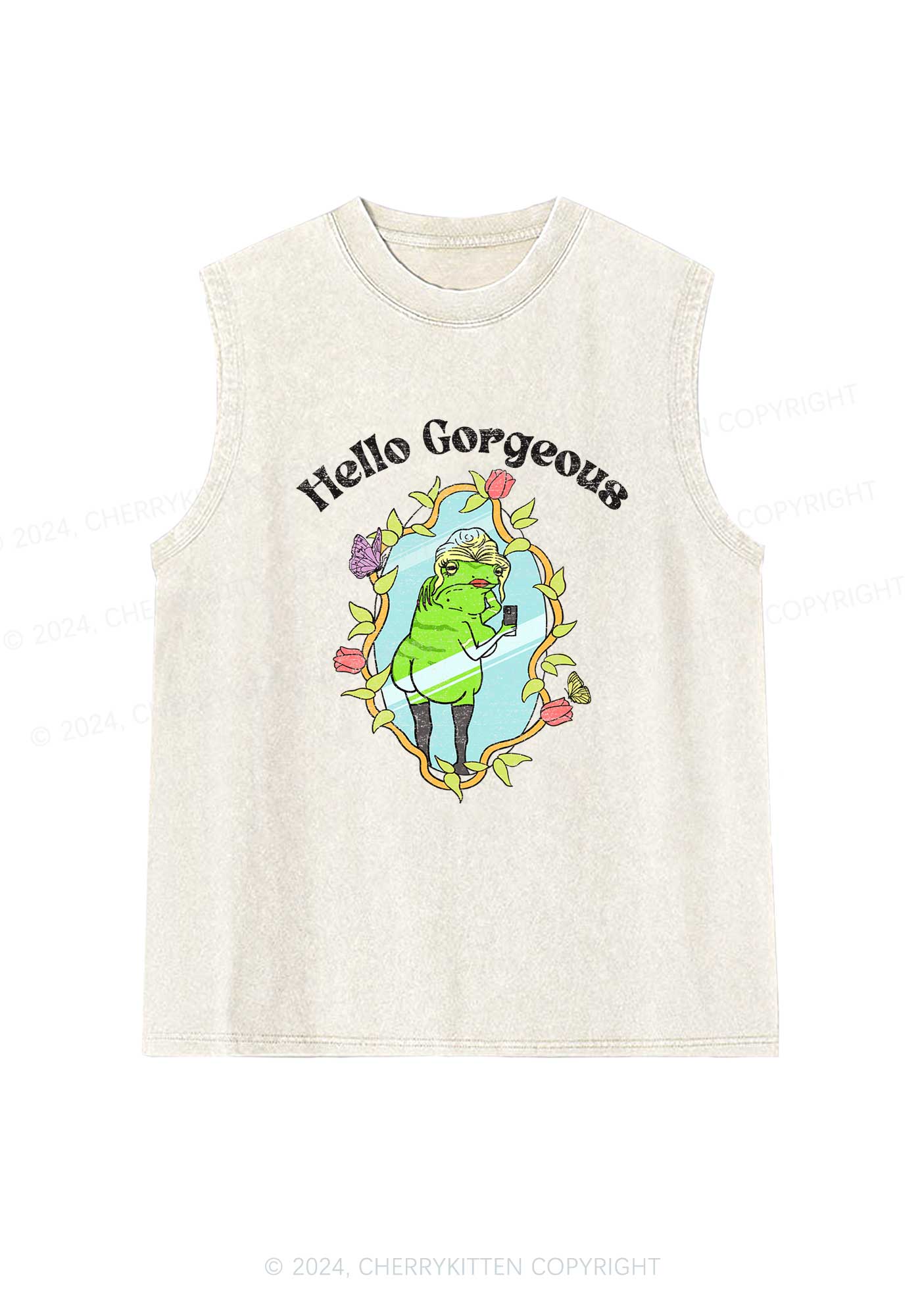 Hello Gorgeous Y2K Washed Tank Cherrykitten