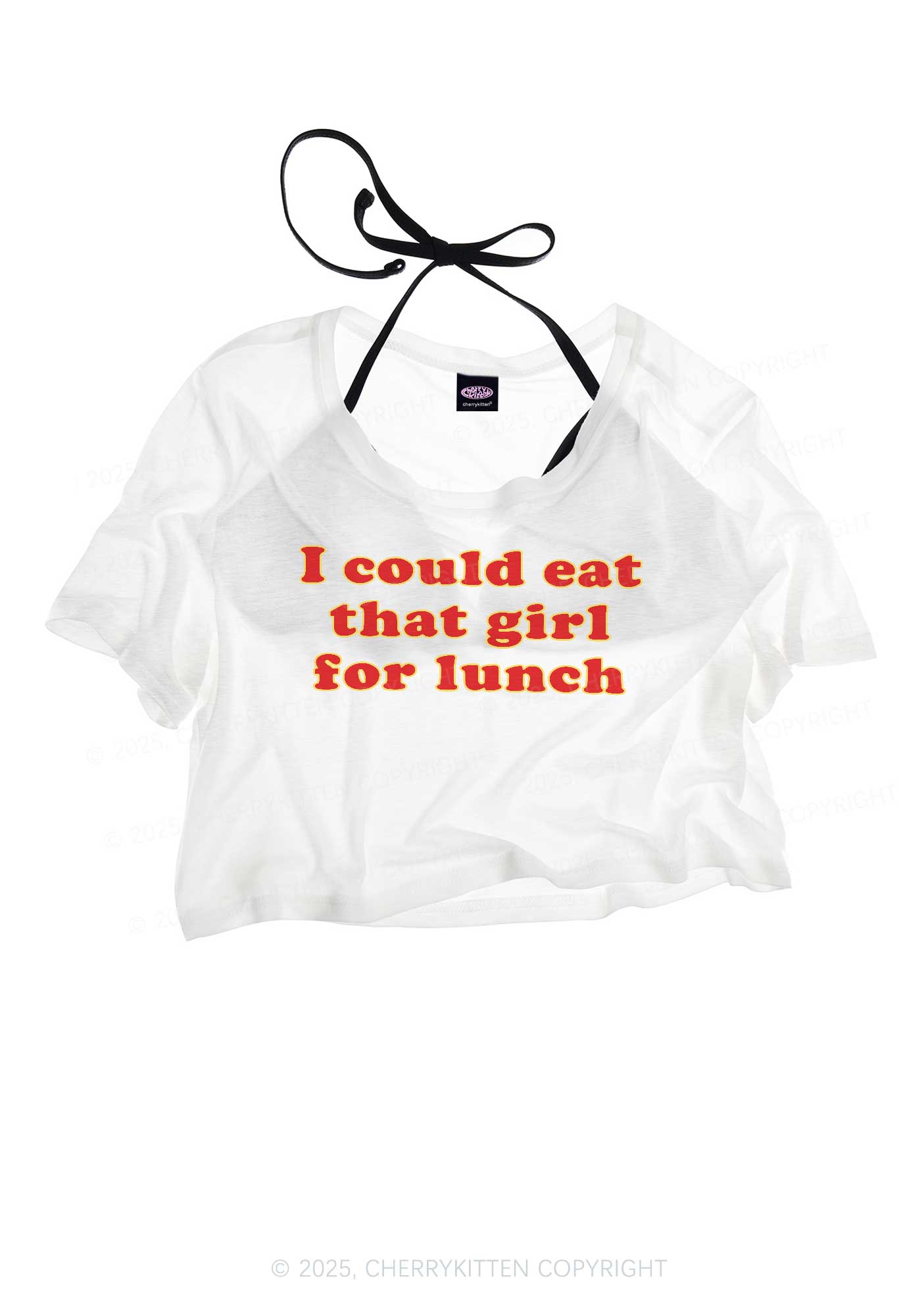 Eat That Girl For Lunch Pride Y2K Sheer Crop Tee Cherrykitten