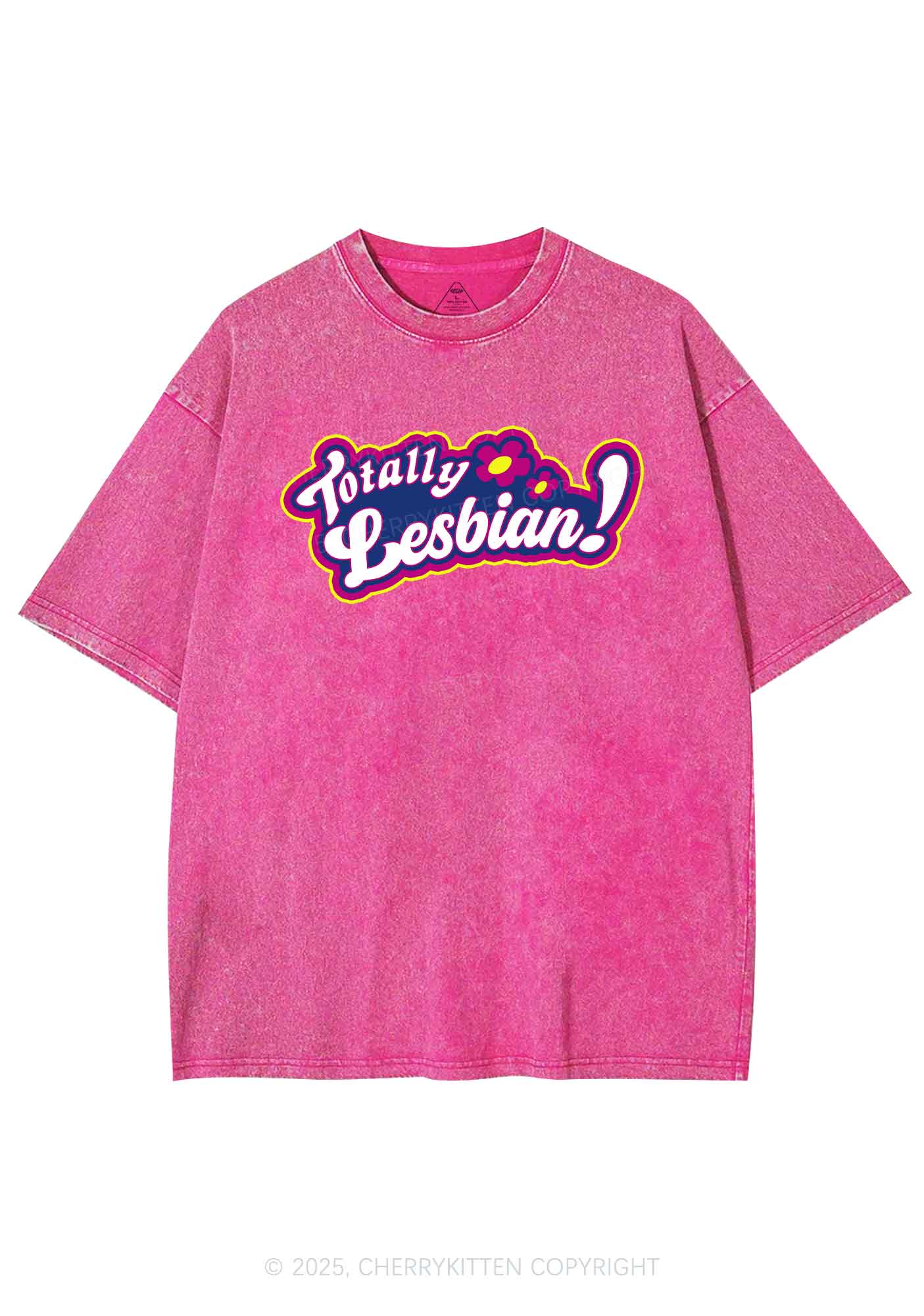 Totally Lesbian Pride Y2K Shirts Washed Tee Cherrykitten