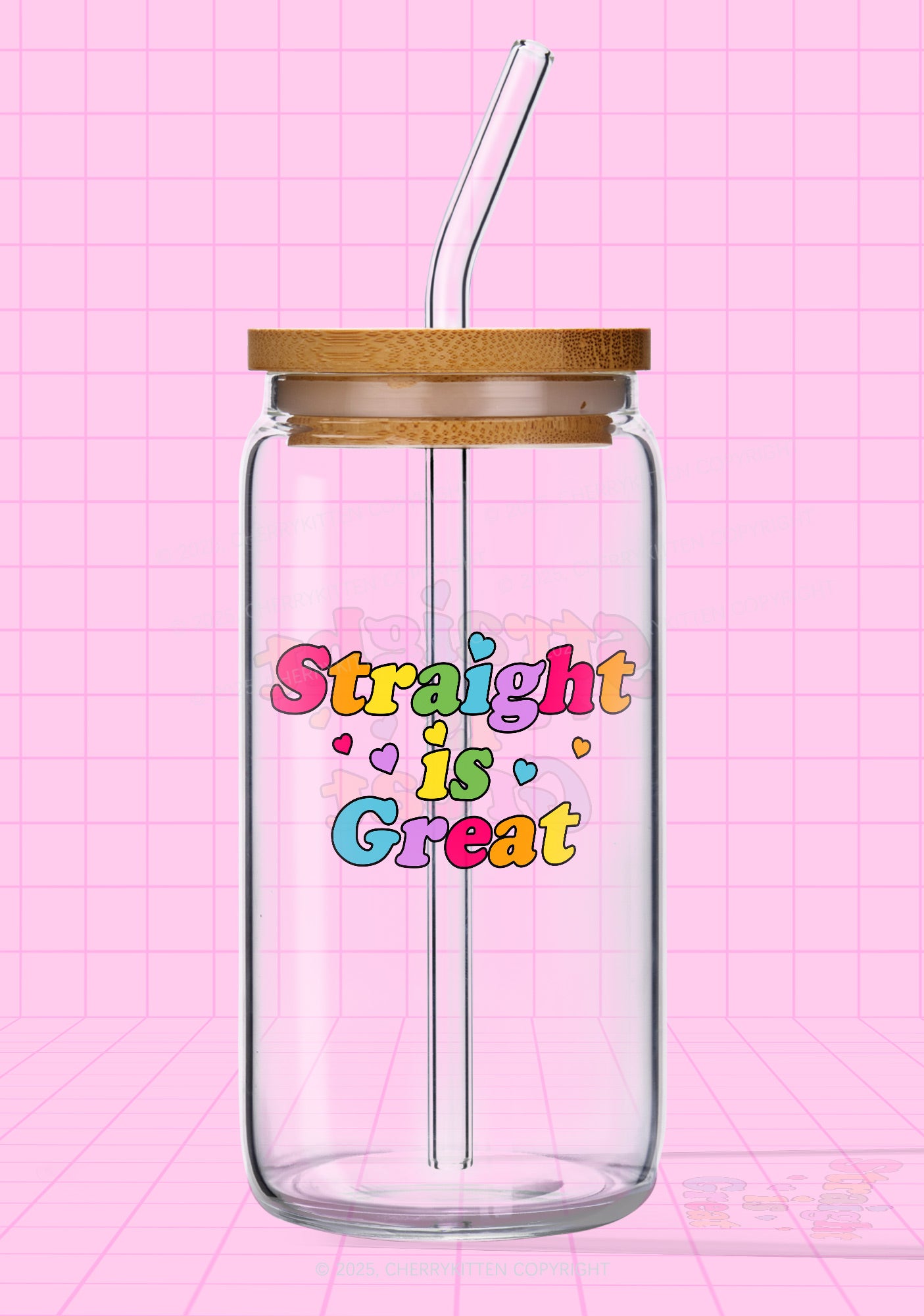 Straight Is Great Pride Y2K Printed Glass Cup Cherrykitten