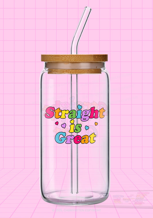 Straight Is Great Pride Y2K Printed Glass Cup Cherrykitten