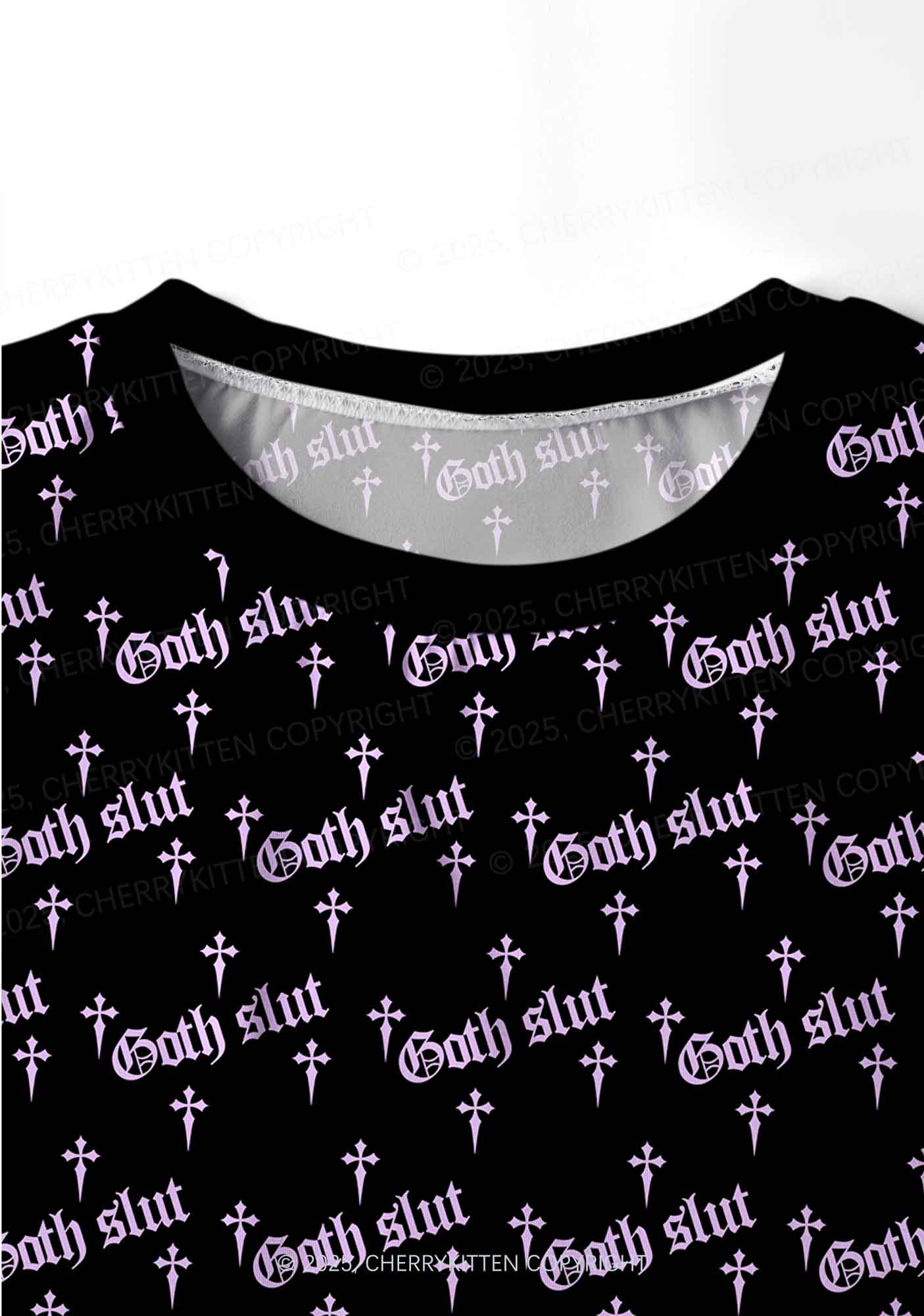 Halloween Pink Goth Slxt Y2K Print Long Sleeve Pajama Set Cherrykitten