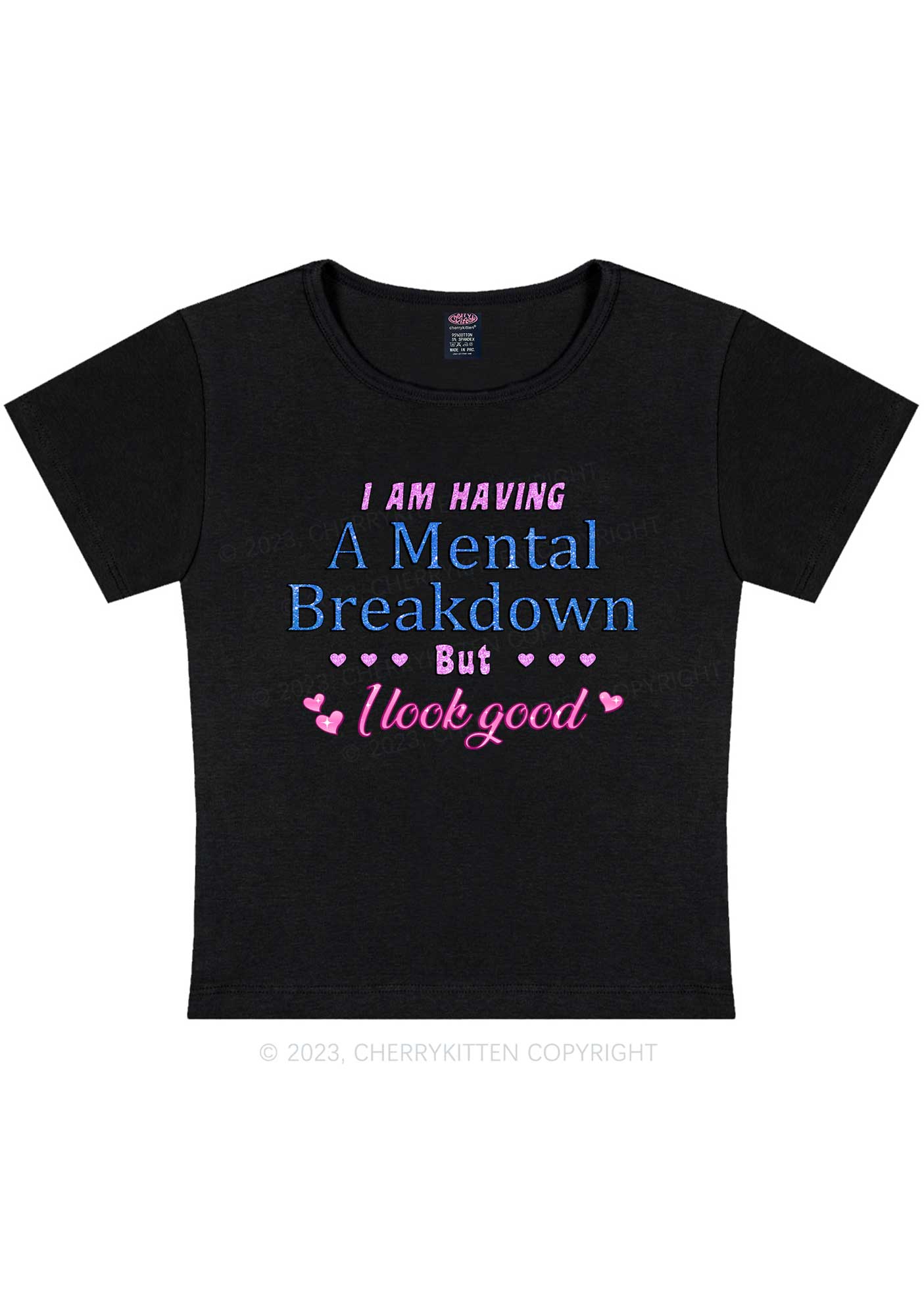 Curvy Mental Breakdown Y2K Baby Tee Cherrykitten