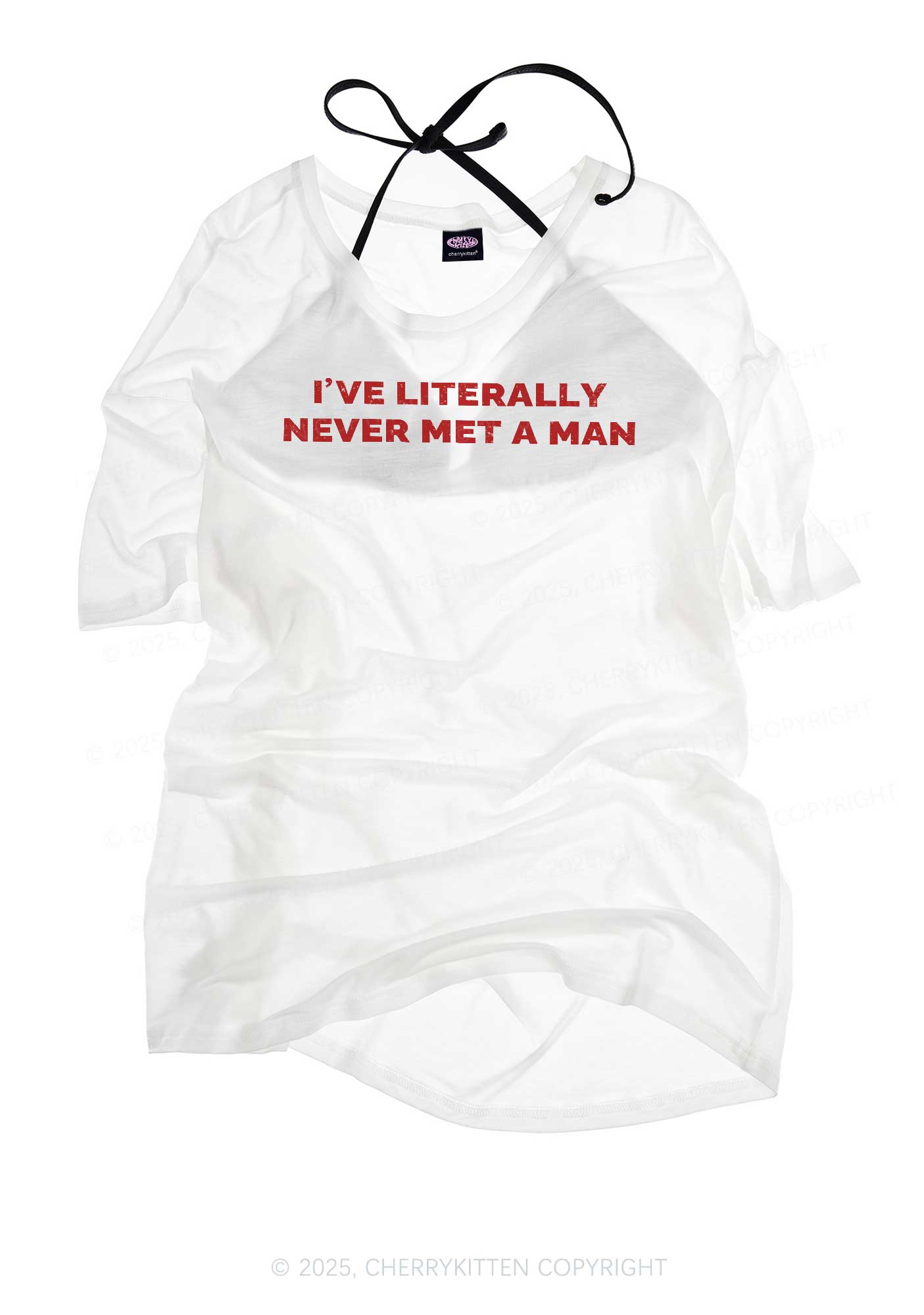 Never Met A Man Pride Y2K Sheer Boyfriend Tee Cherrykitten