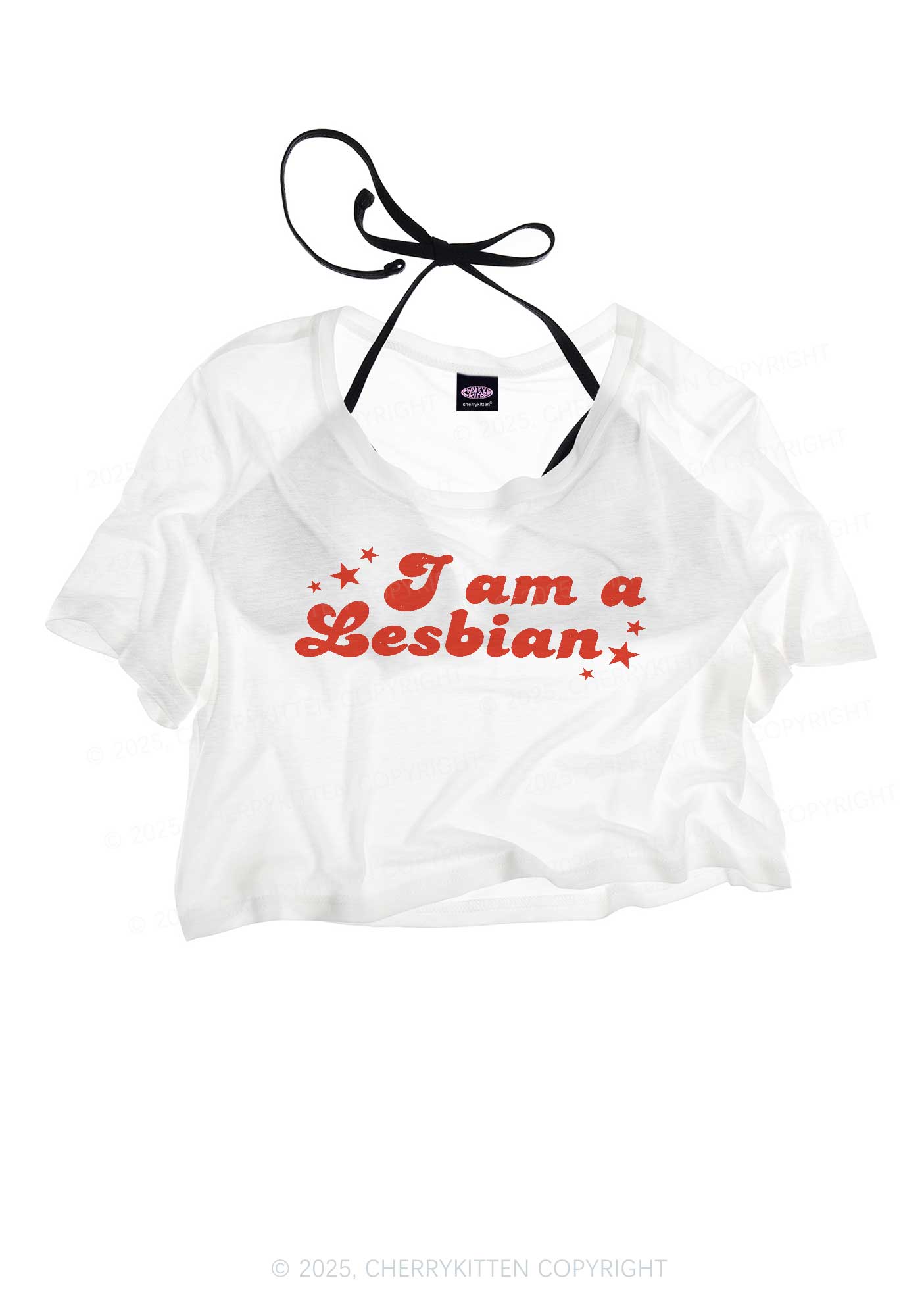 Im Lesbian Pride Y2K Sheer Crop Tee Cherrykitten