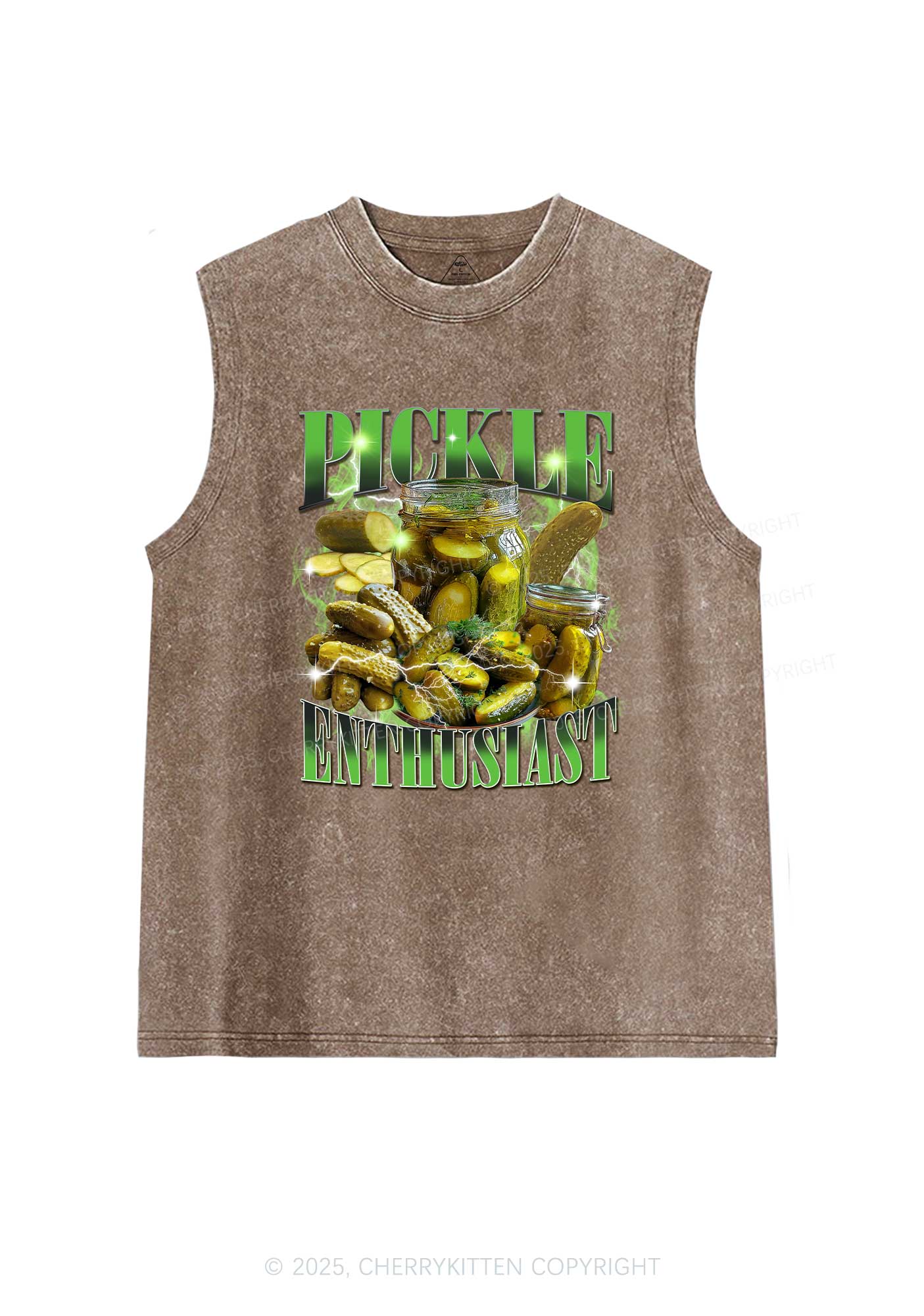 Pickle Enthusiast Y2K Washed Muscle Tank Cherrykitten
