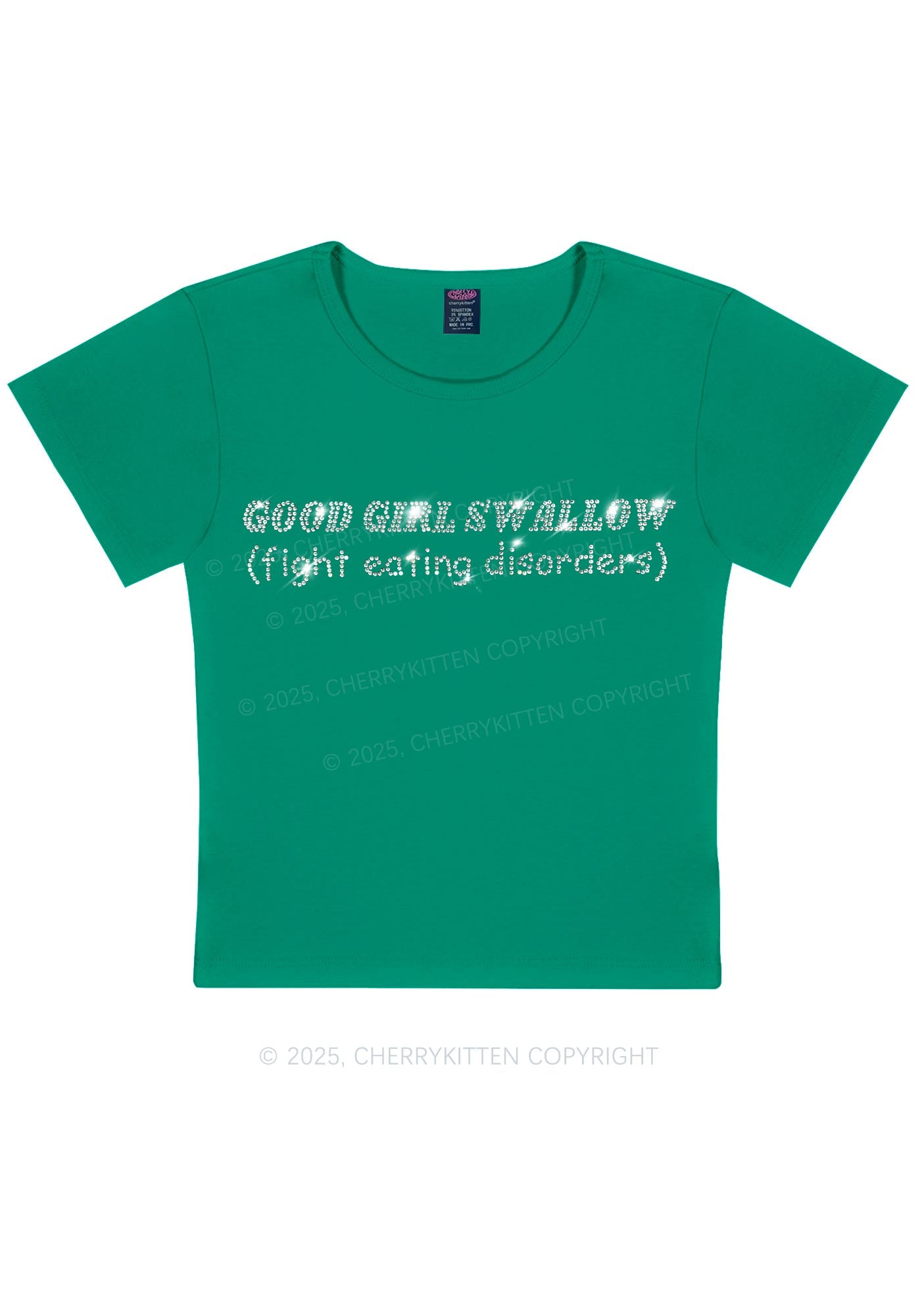 Rhinestone Good Girls Swallow Y2K Baby Tee Cherrykitten