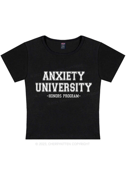 Anxiety University Honors Program Y2K Baby Tee Cherrykitten
