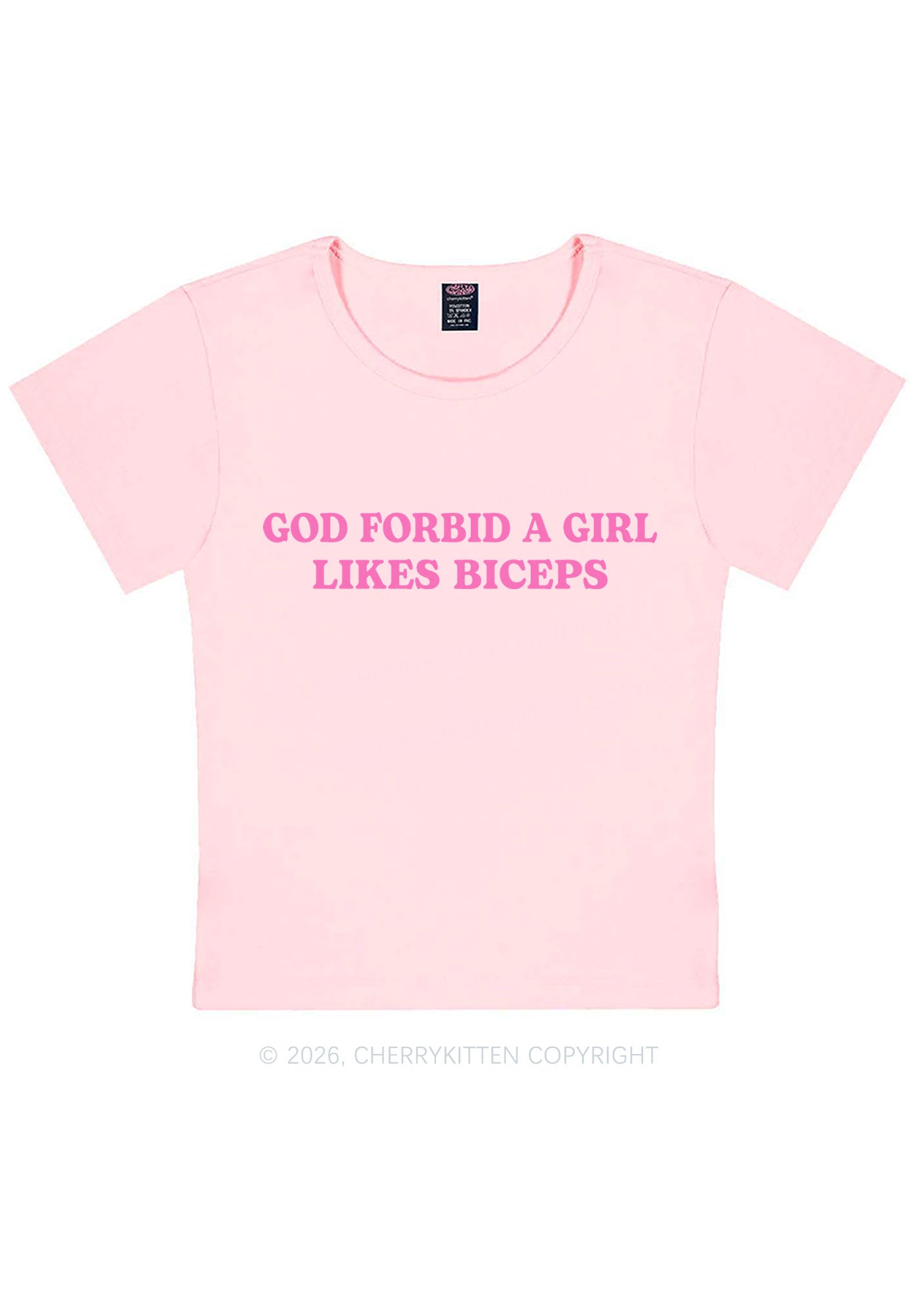 God Forbid A Girl Likes Biceps Y2K Baby Tee Cherrykitten