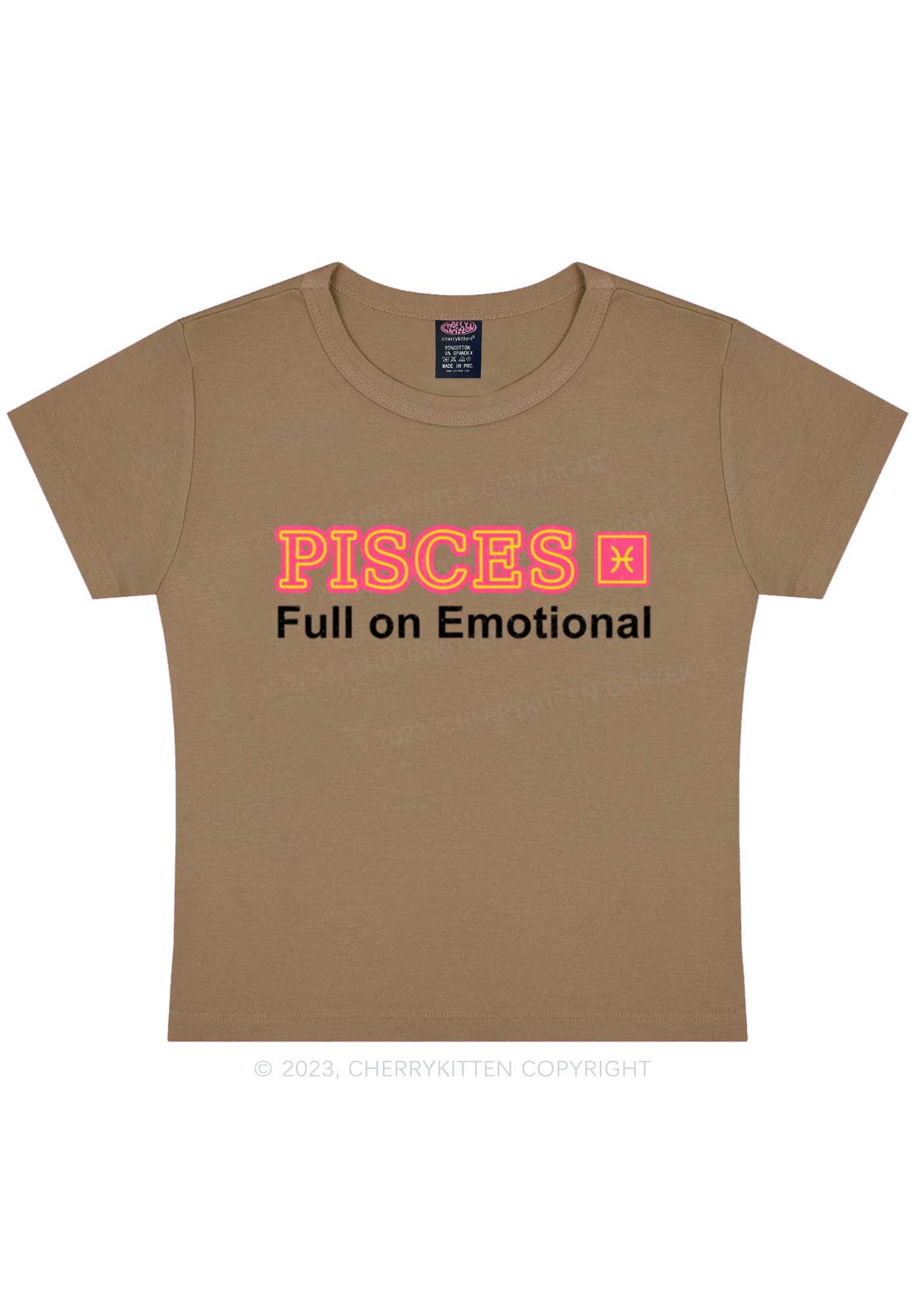 Pisces Full On Emotional Y2K Baby Tee Cherrykitten