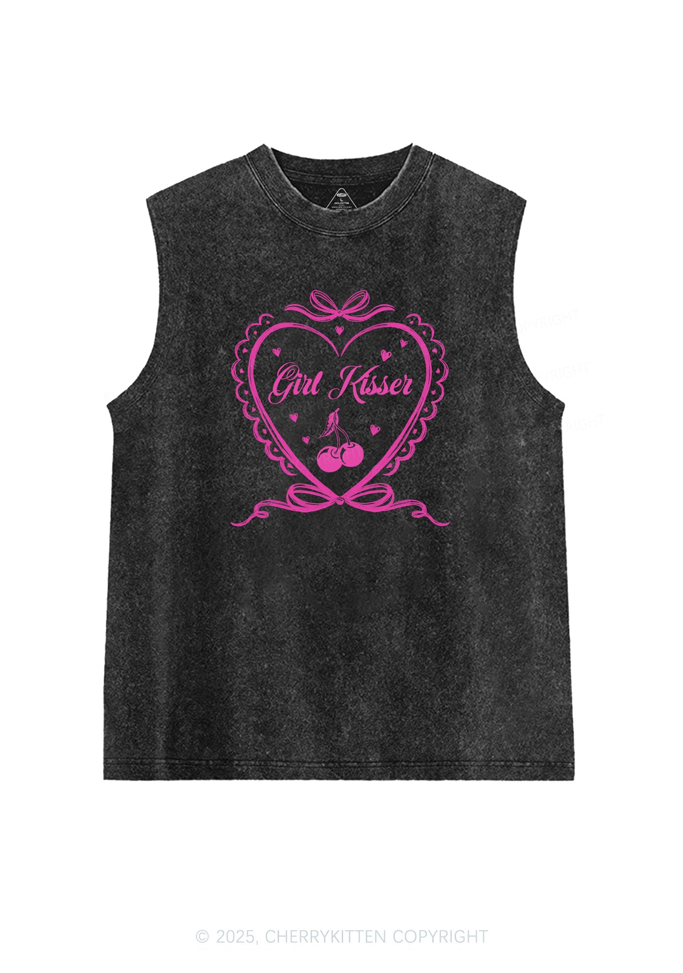 Girl Kisser Pride Y2K Washed Muscle Tank Cherrykitten