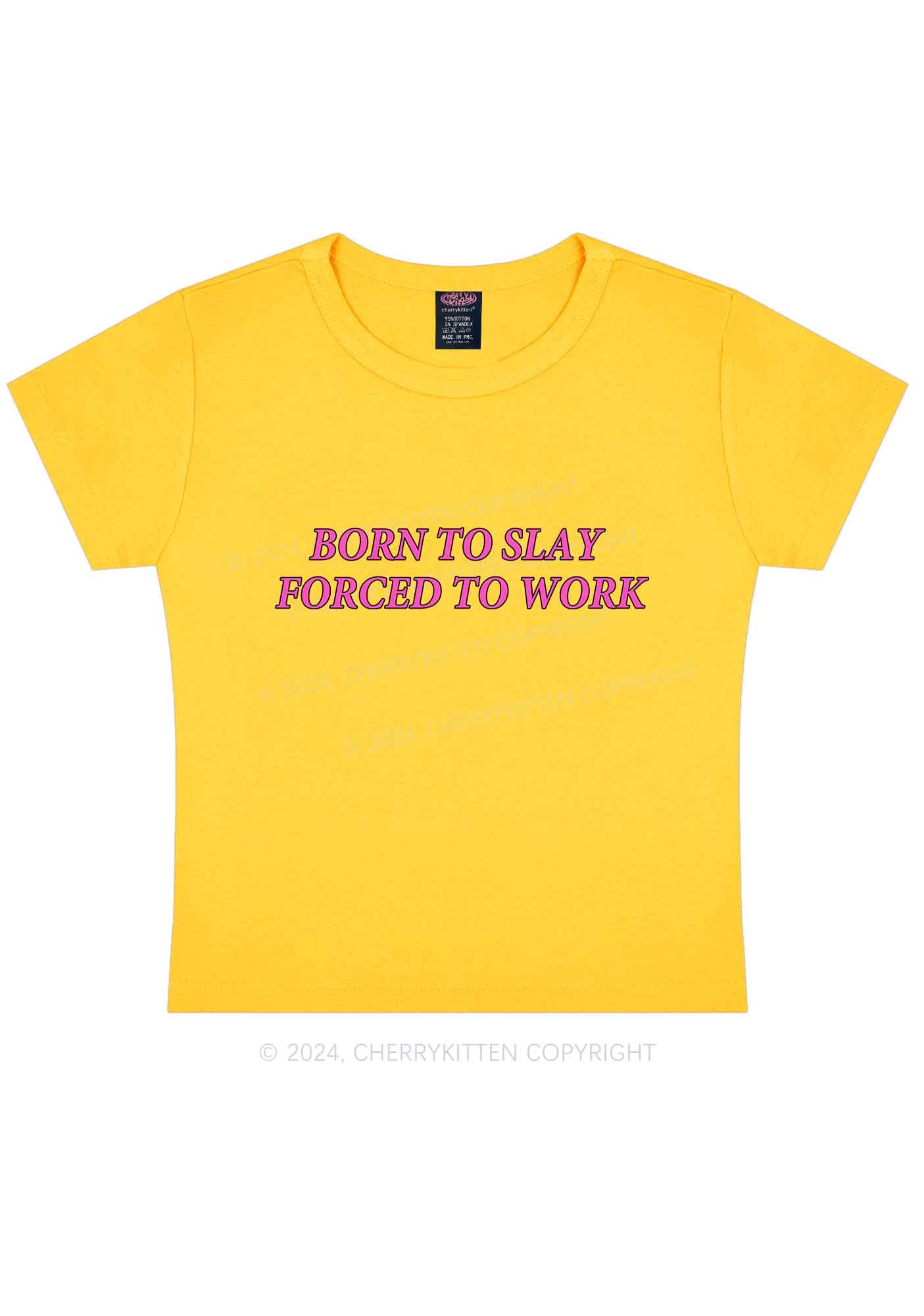 Forced To Work Y2K Baby Tee Cherrykitten