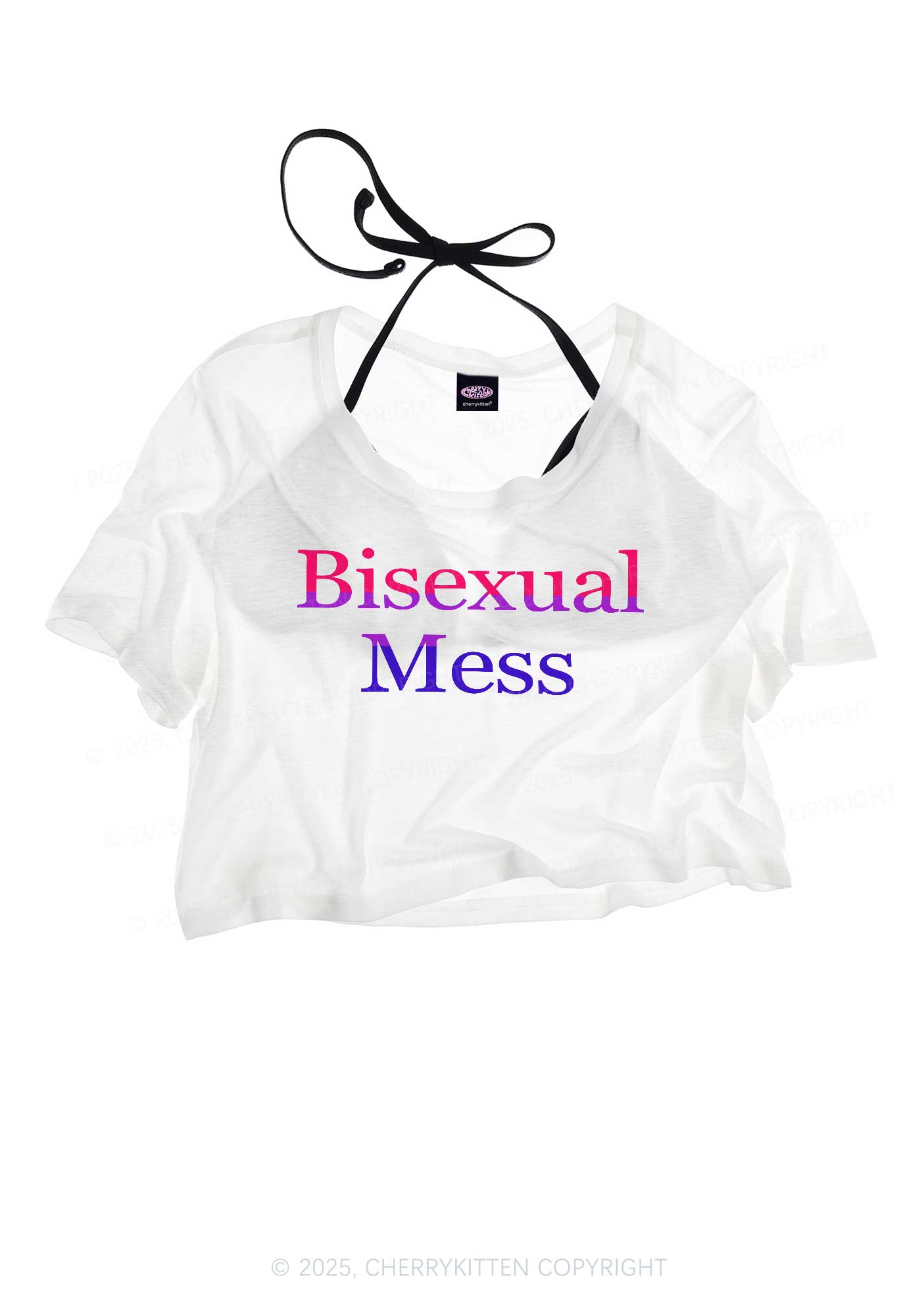 Bisexual Mess Pride Y2K Sheer Crop Tee Cherrykitten
