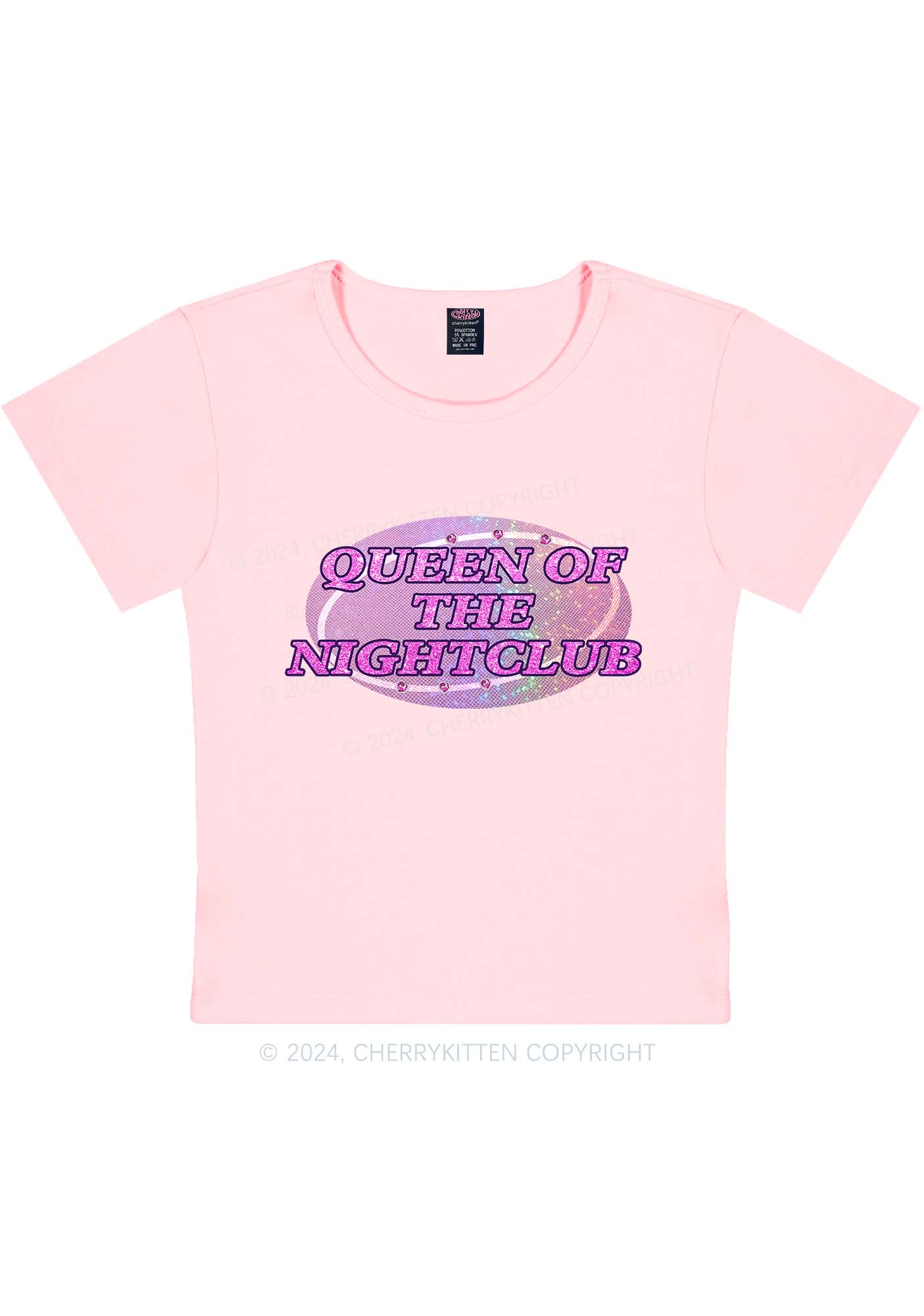 Queen Of Nightclub Y2K Baby Tee Cherrykitten