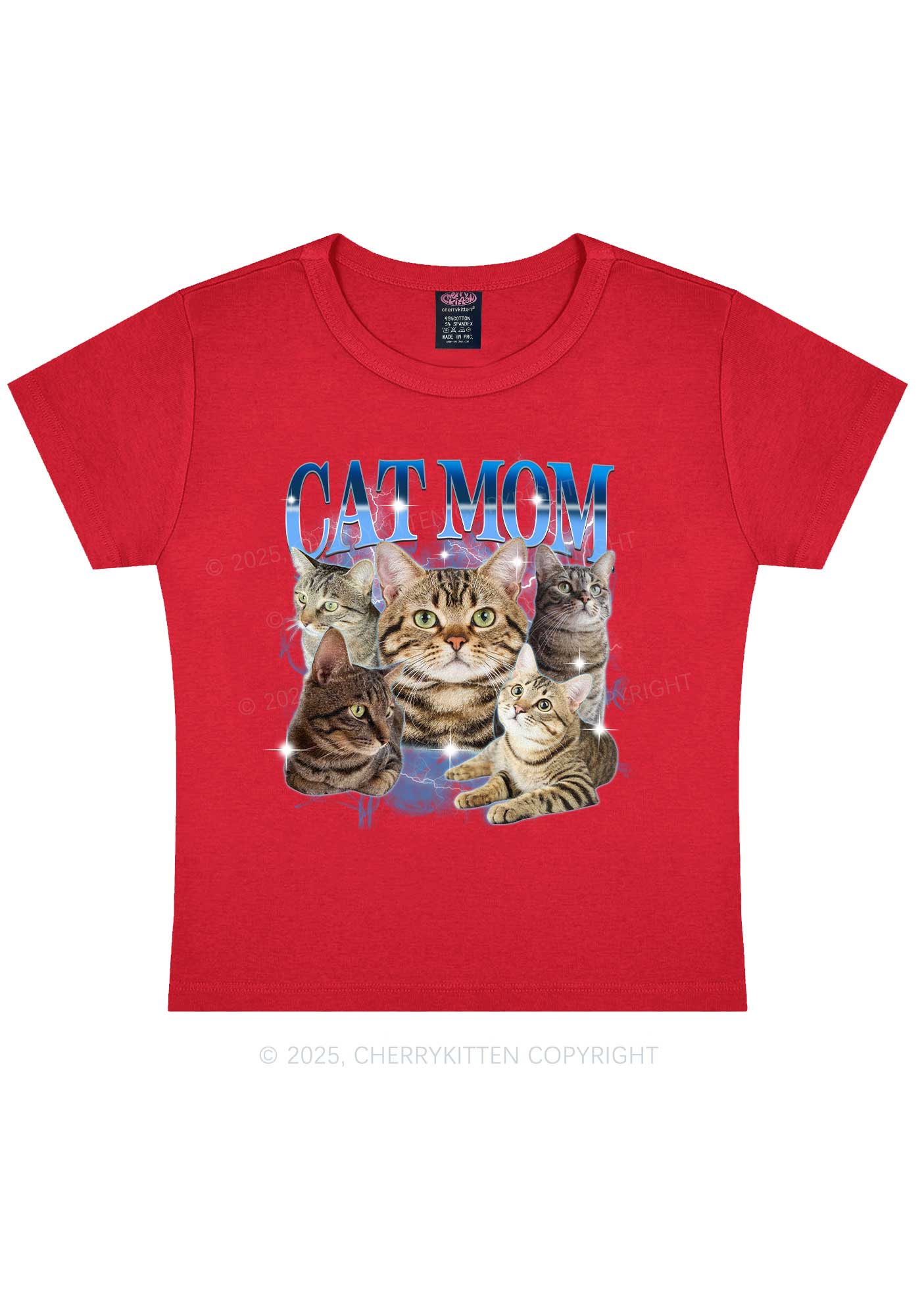 Custom Photo Cat Mom Y2K Baby Tee Cherrykitten
