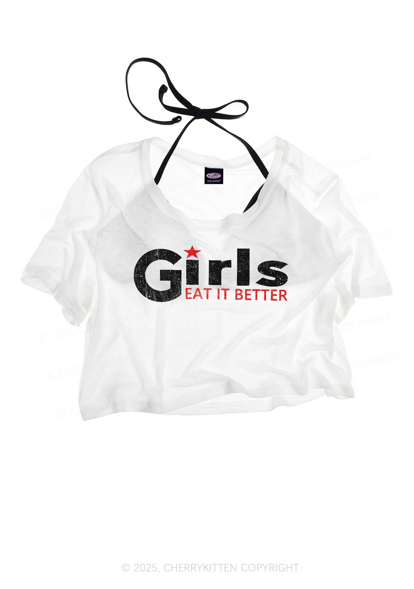 Girls Eat It Better Pride Y2K Sheer Crop Tee Cherrykitten