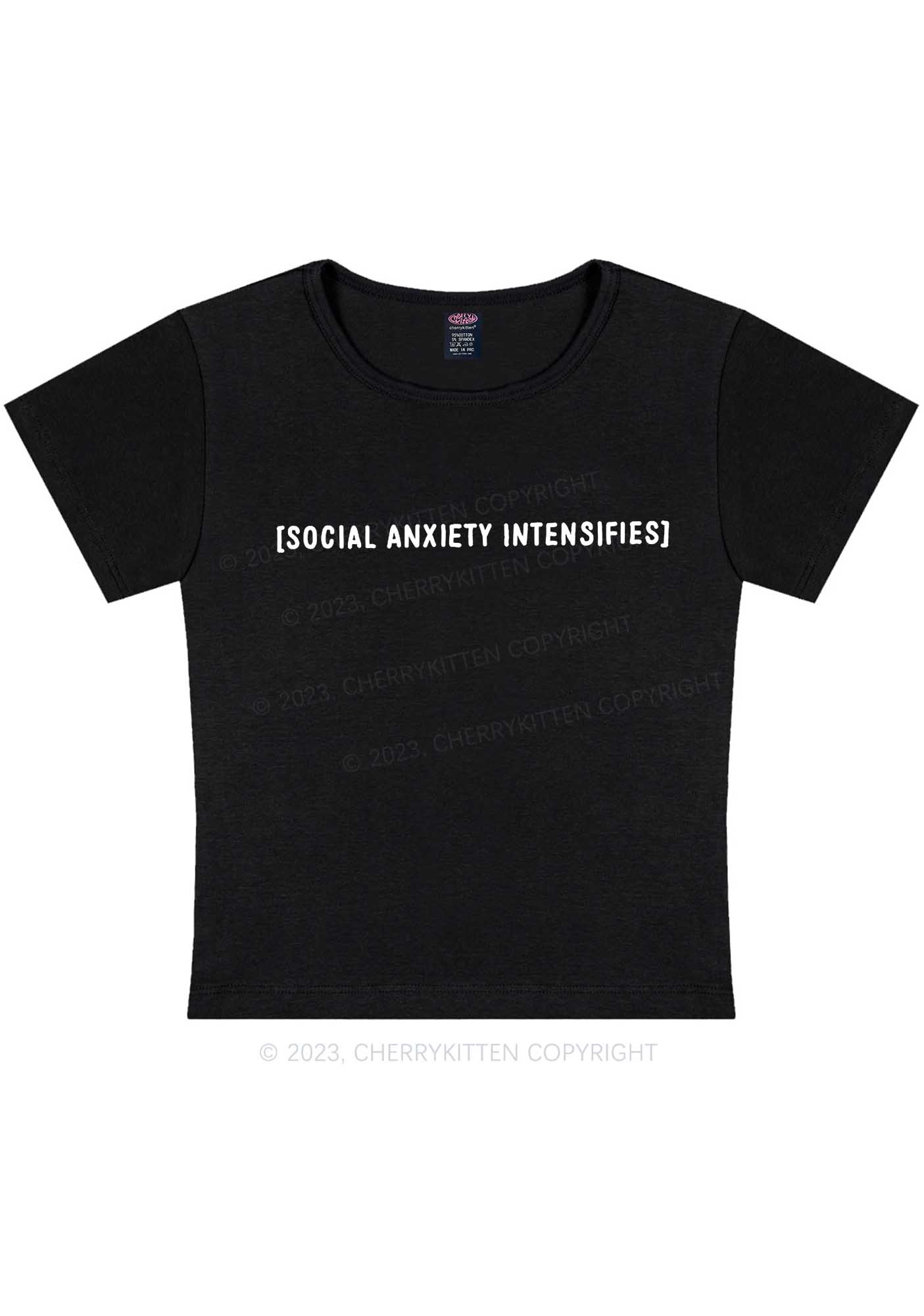 Social Anxiety Intensifies Y2K Baby Tee Cherrykitten