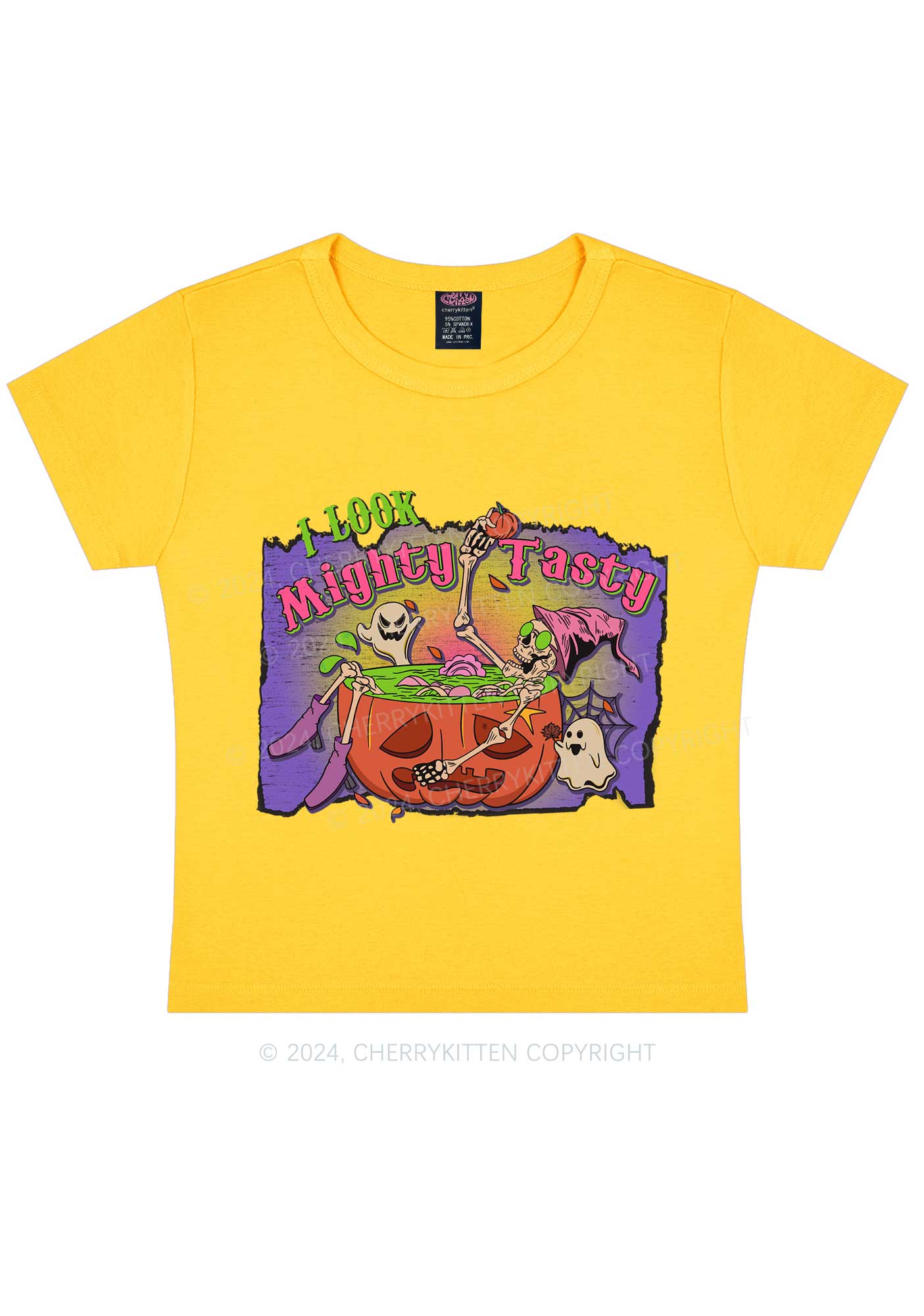 Mighty Tasty Halloween Y2K Baby Tee Cherrykitten
