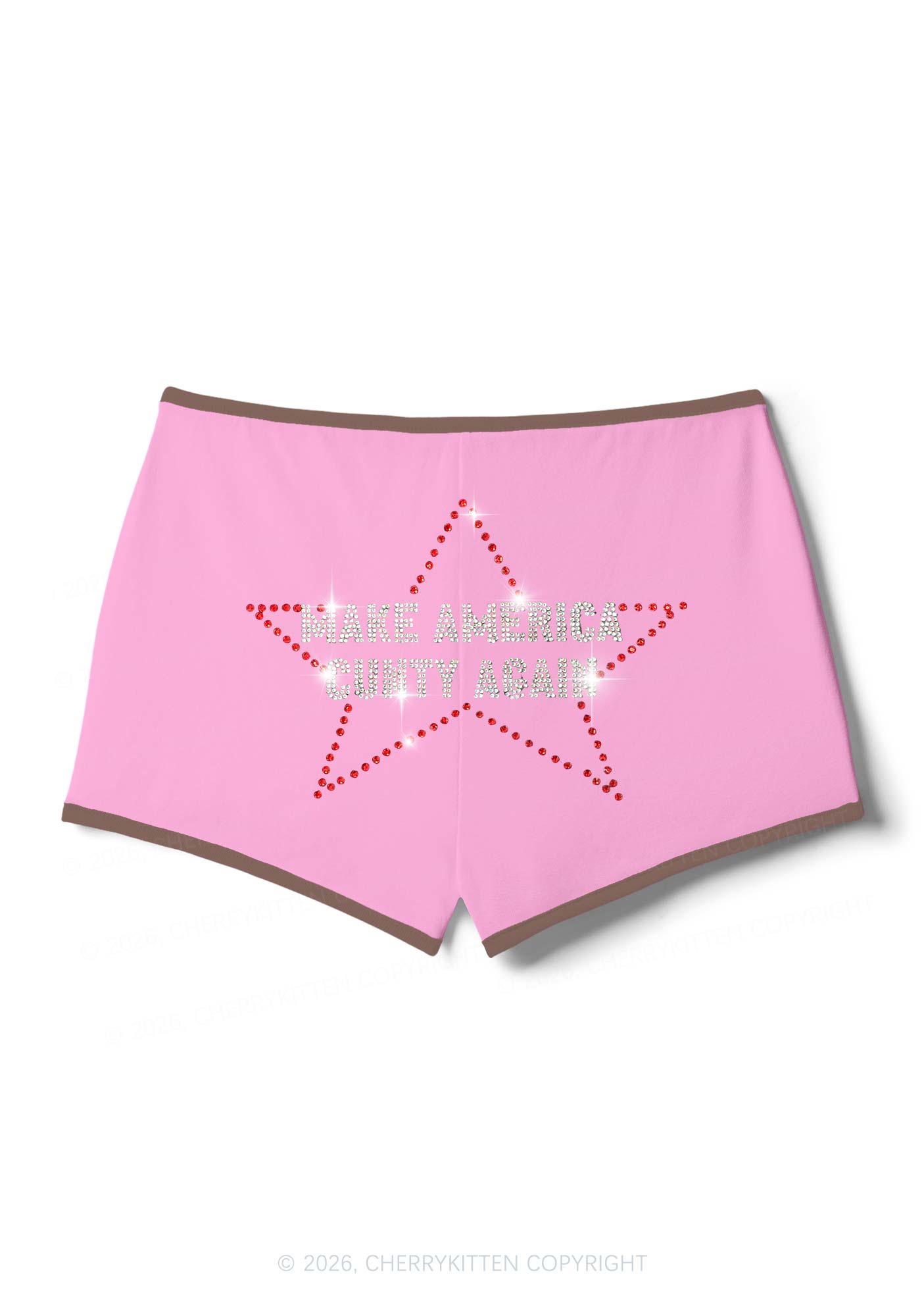 Rhinestone Make America Cxxty Again Y2K Booty Shorts Cherrykitten