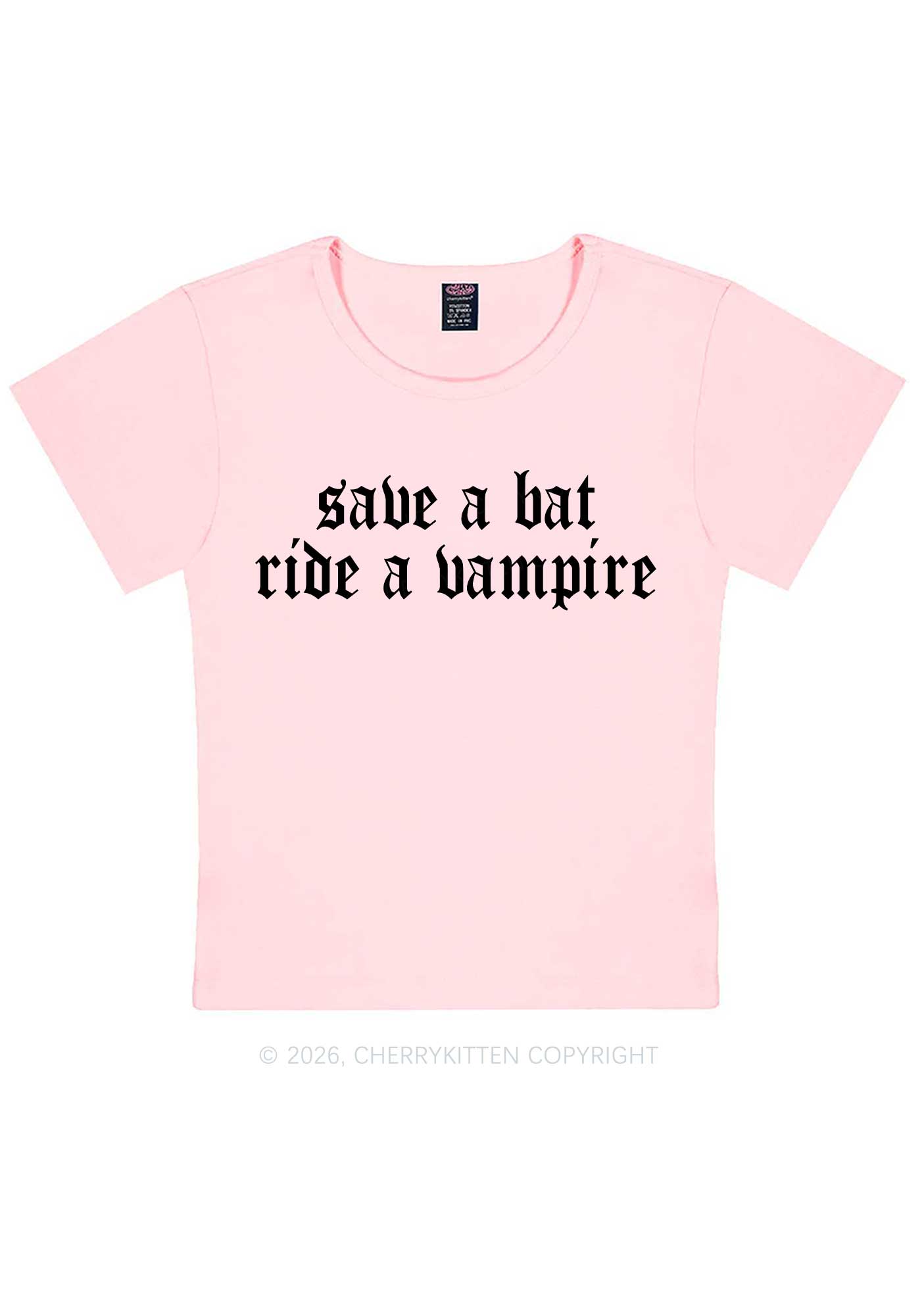 Halloween Ride A Vampire Y2K Baby Tee Cherrykitten