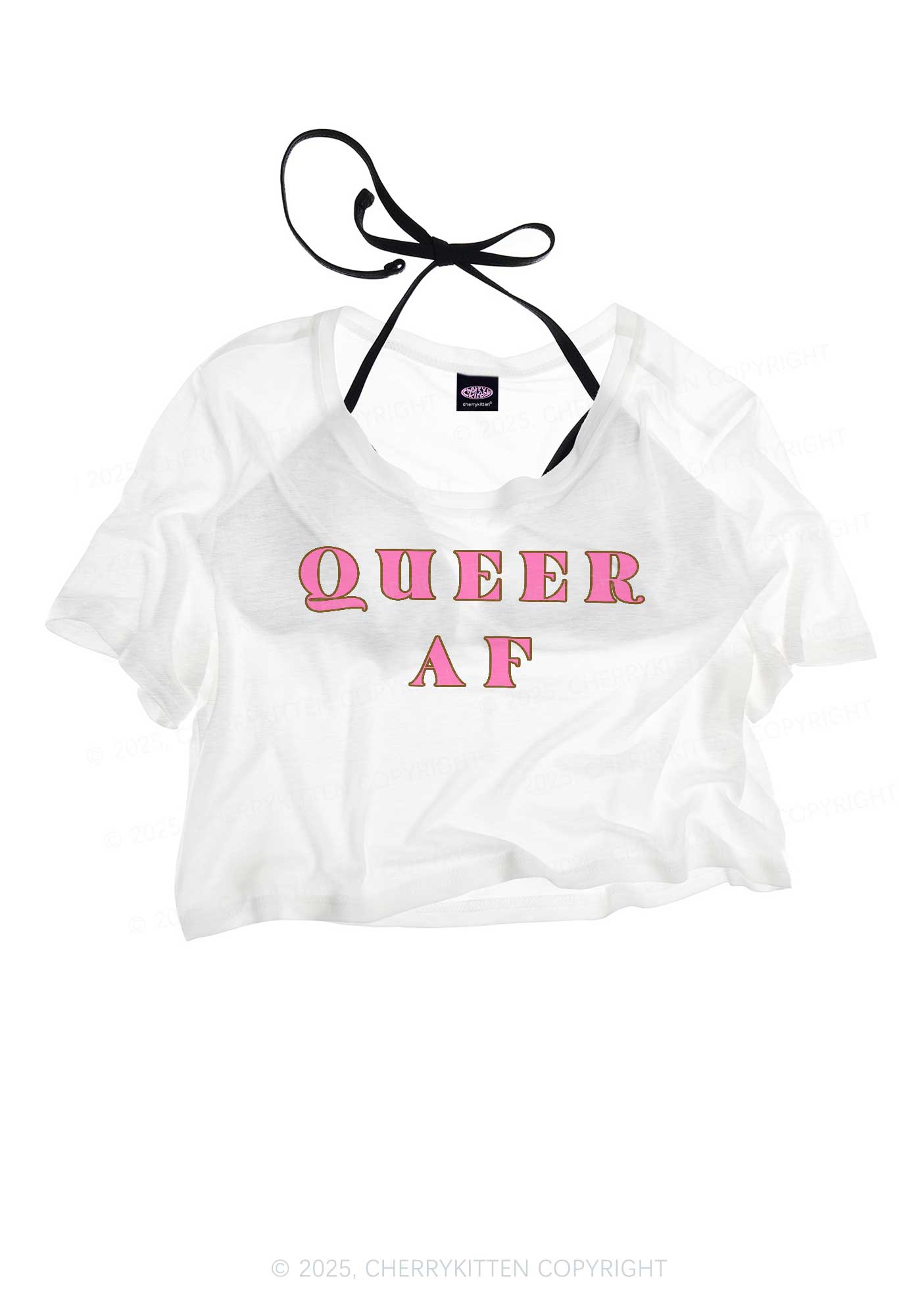 Queer AF Pride Y2K Sheer Crop Tee Cherrykitten