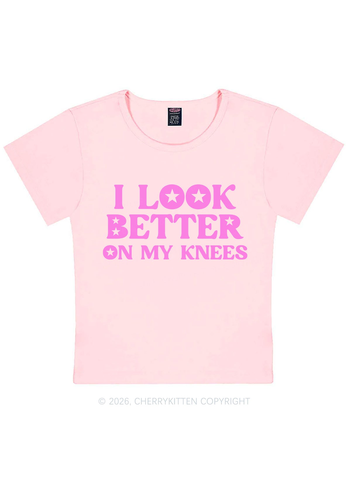 I Look Better On My Knees Y2K Baby Tee Cherrykitten