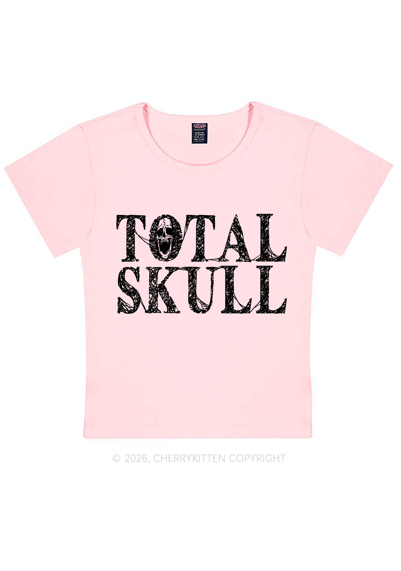 Halloween Total Skull Y2K Baby Tee Cherrykitten
