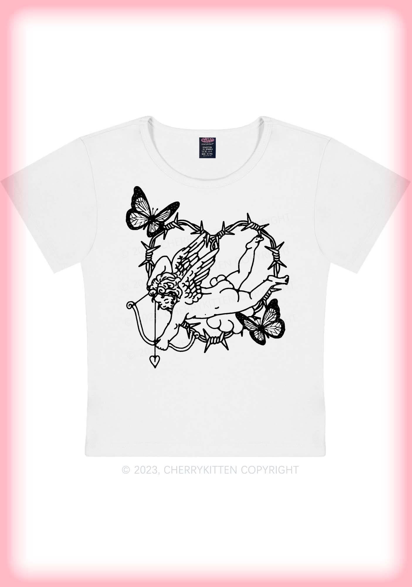 Butterfly Cupid Valentine's Day Y2K Baby Tee Cherrykitten