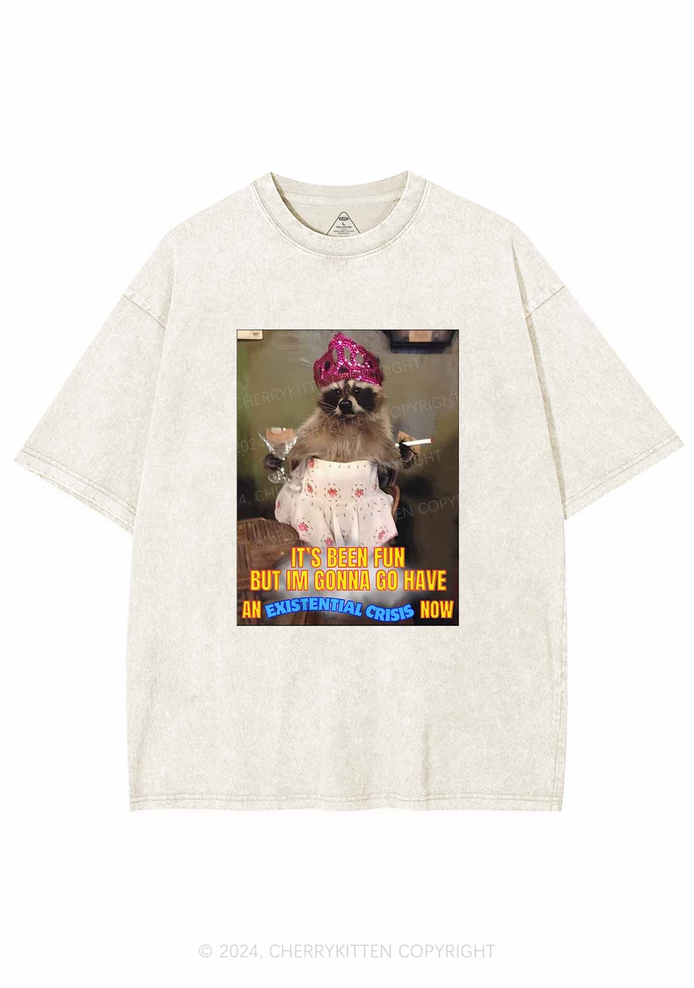 Raccoon Existential Crisis Y2K Washed Tee Cherrykitten