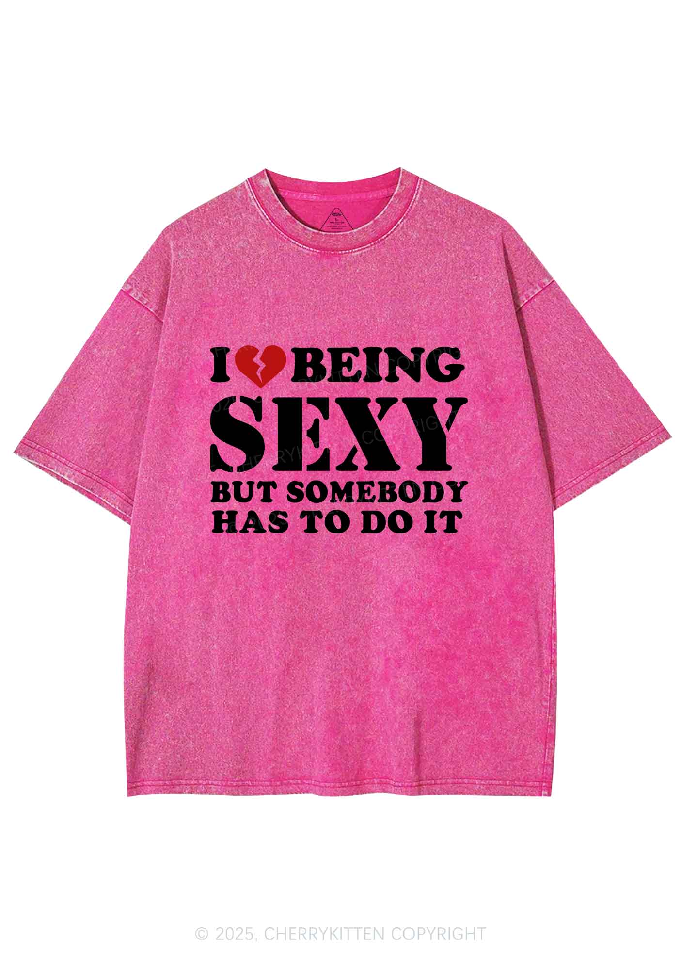 Being Sexy Tough Y2K Shirts Washed Tee Cherrykitten